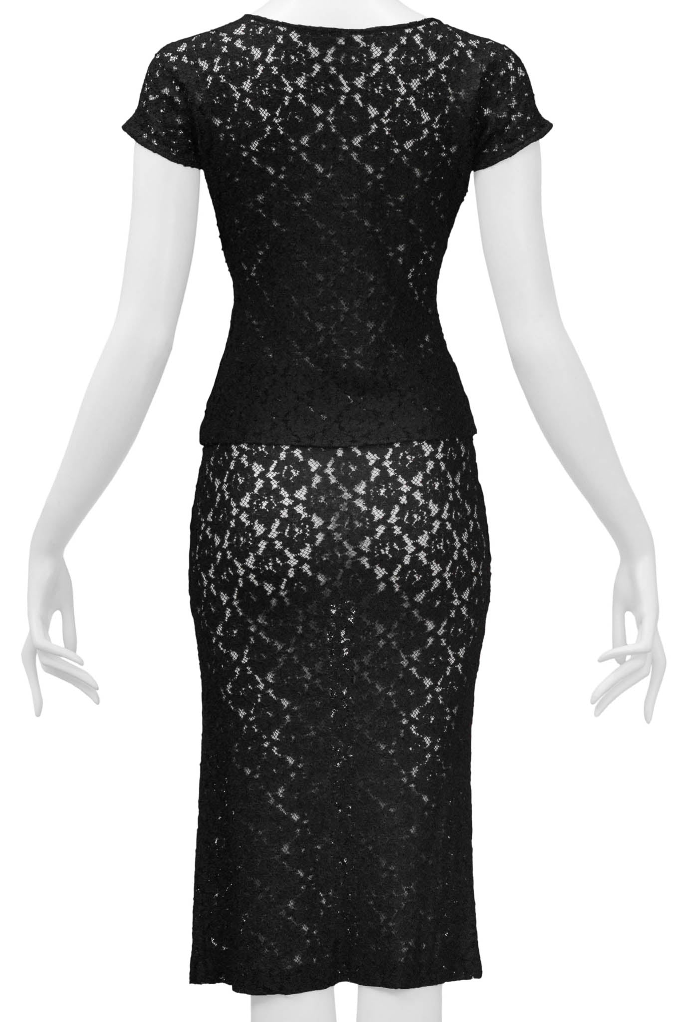 DOLCE & GABBANA BLACK LACE TOP AND SKIRT ENSEMBLE