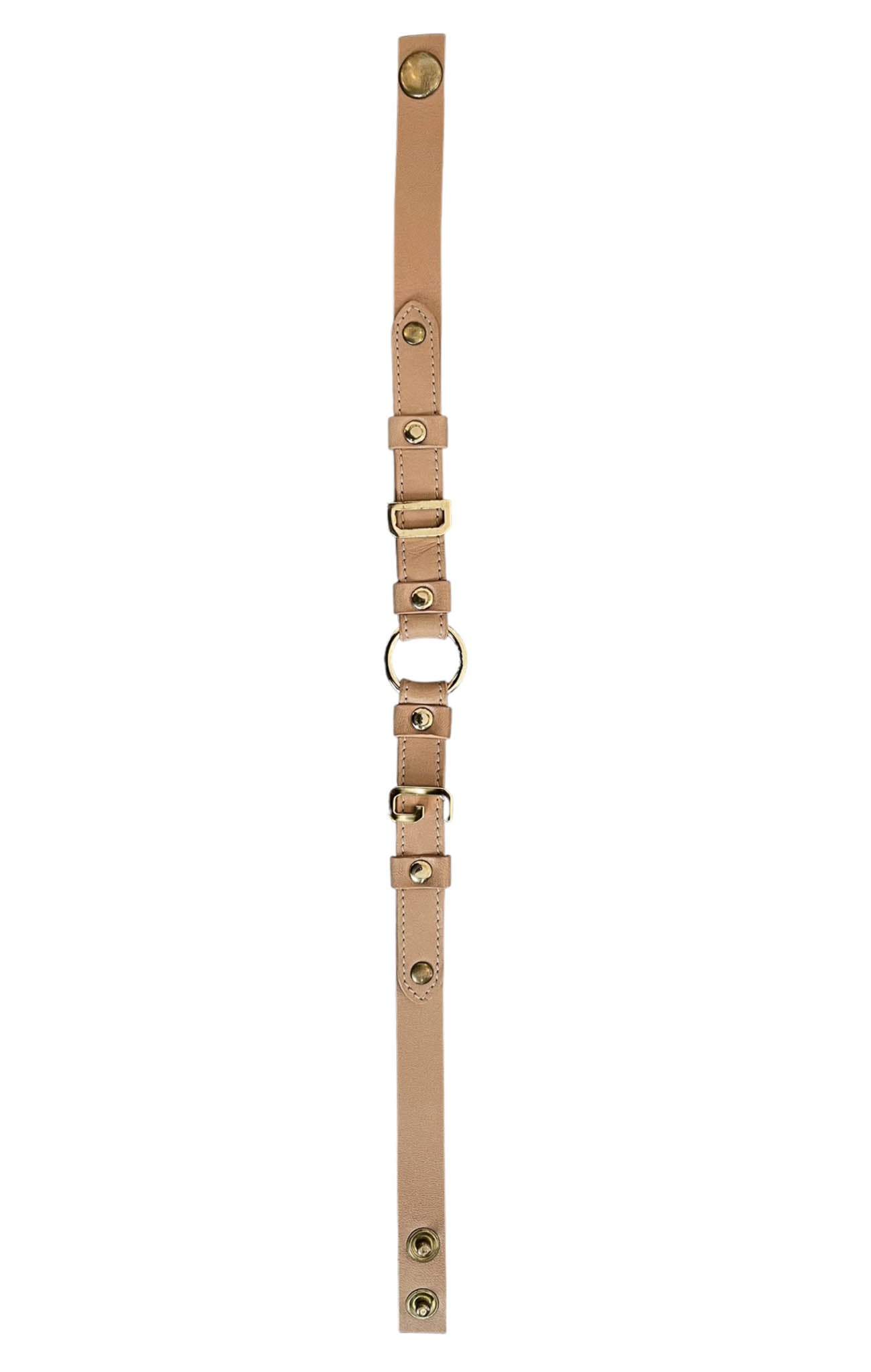 DOLCE & GABBANA BROWN LEATHER CHOKER W GOLD HARDWARE