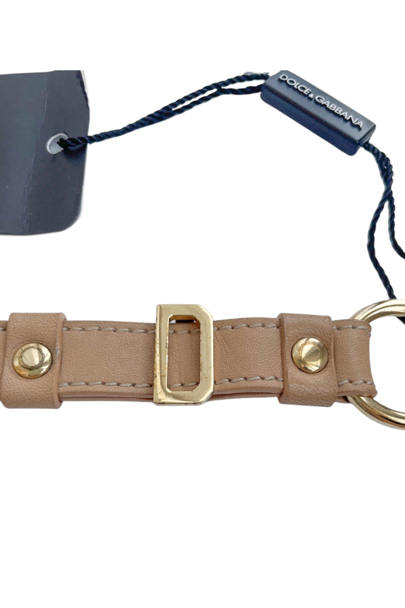 DOLCE & GABBANA BROWN LEATHER CHOKER W GOLD HARDWARE