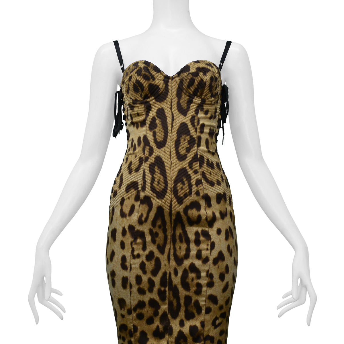 DOLCE SATIN LEOPARD PRINT CORSET DRESS