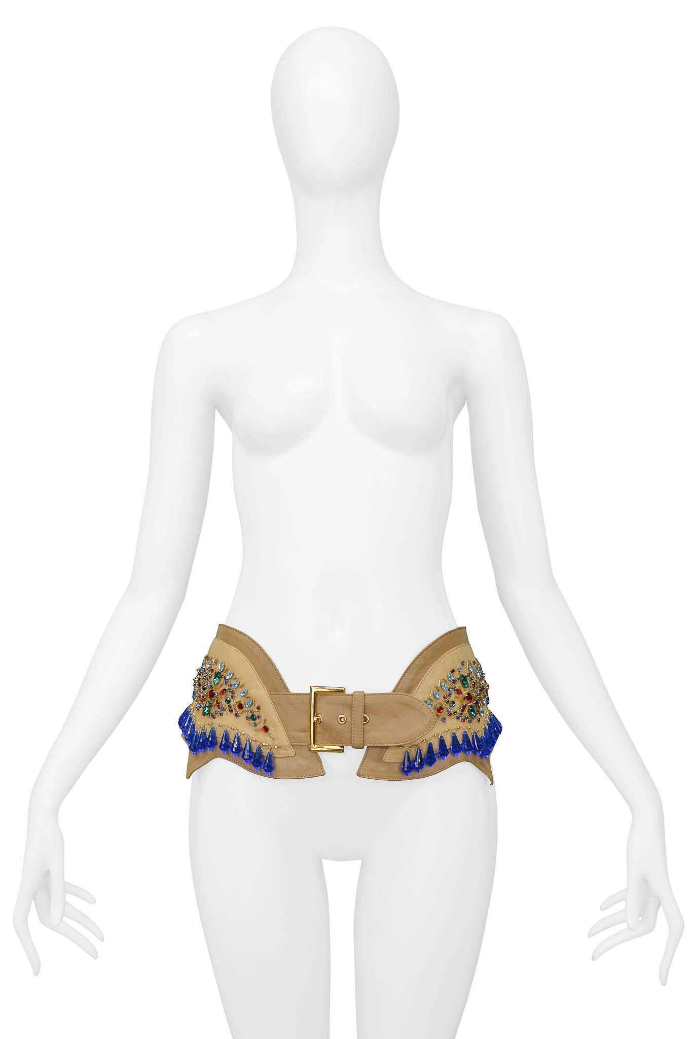 DOLCE & GABBANA CRYSTAL LEATHER BELT