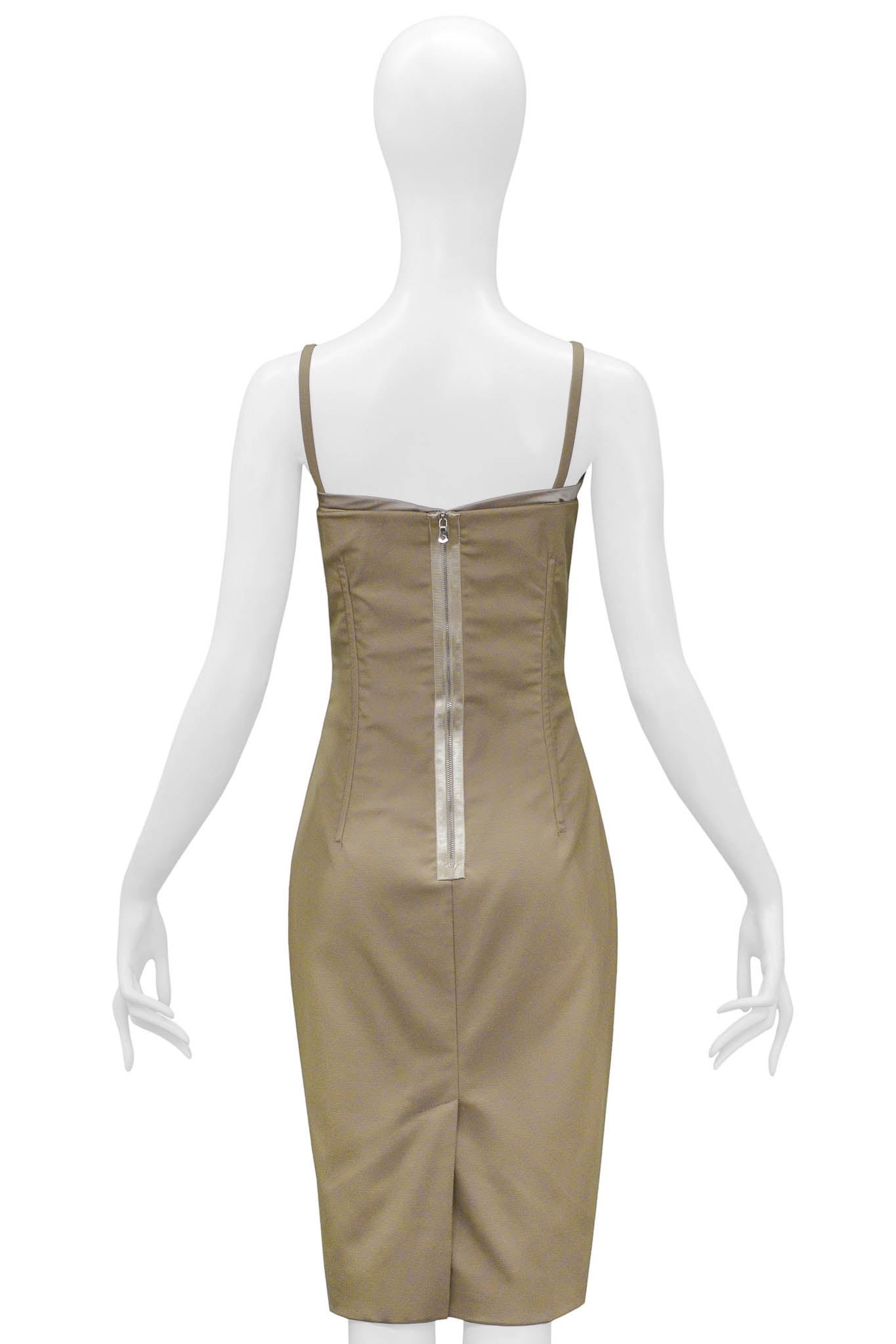 DOLCE & GABBANA KHAKI LACE UP CORSET DRESS WITH REFLECTIVE TRIM