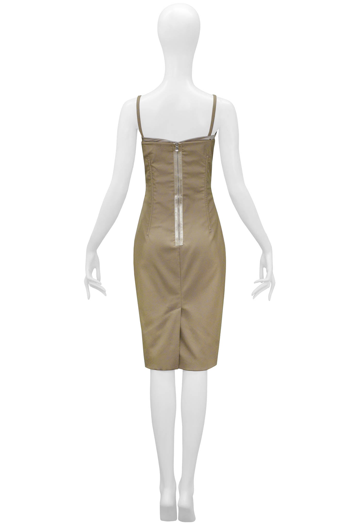 DOLCE & GABBANA KHAKI LACE UP CORSET DRESS WITH REFLECTIVE TRIM