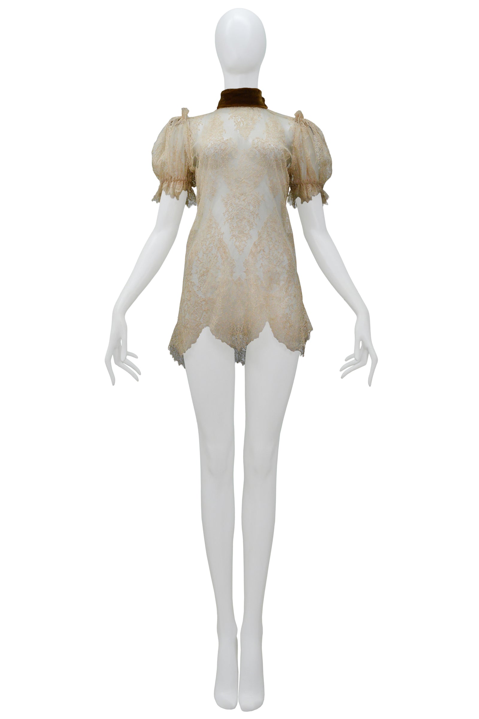 【Lure you in】LACE COLLAR MINI DRESS Shop the Neriah Tied Shoulder Lace Mini Dress White