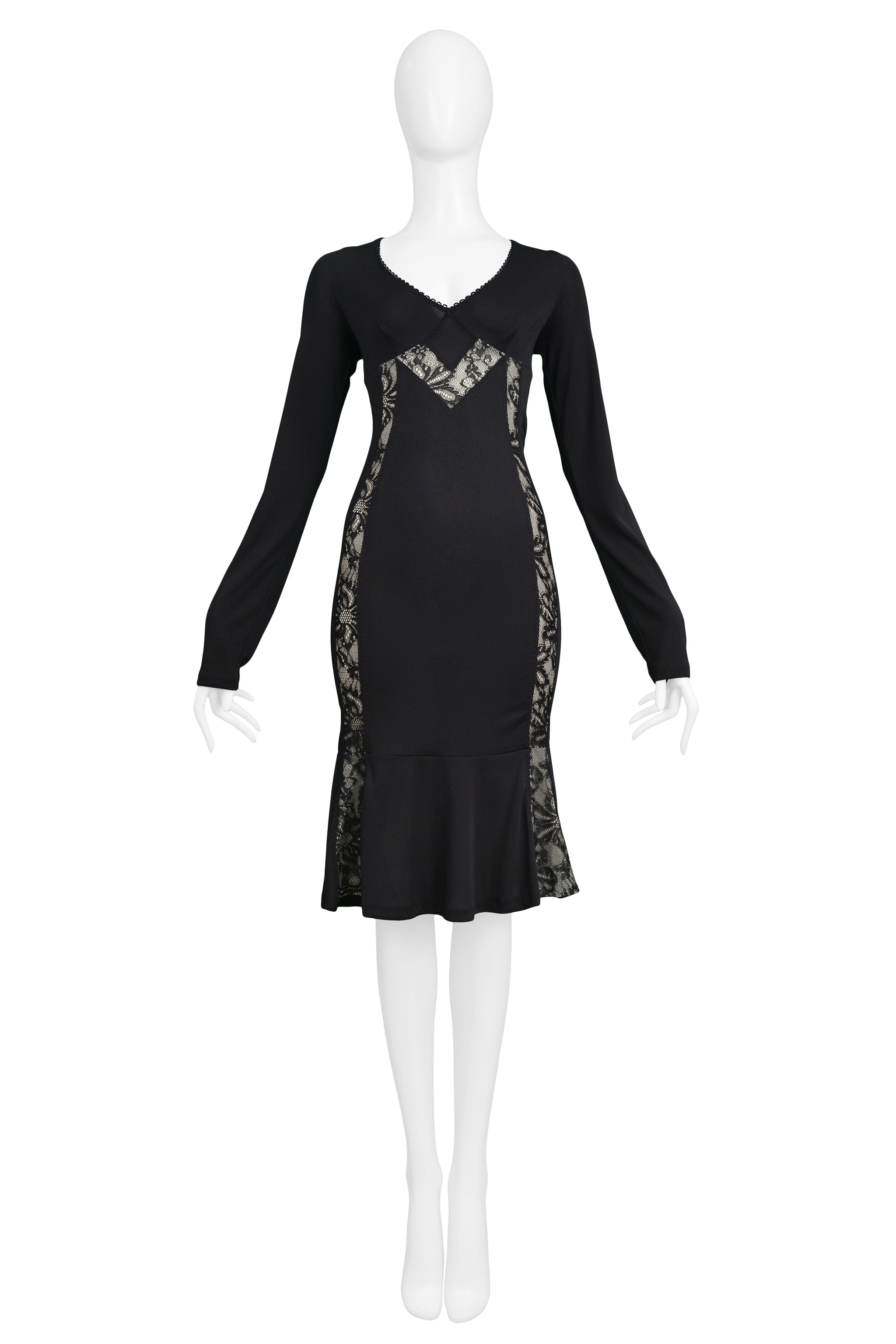 DOLCE D&G BLACK LACE PANEL BODY CON DRESS