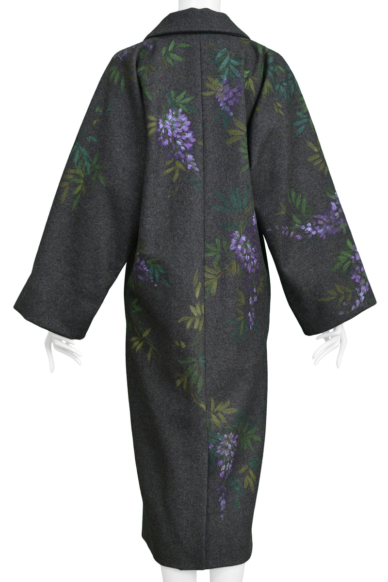 DOLCE CHARCOAL GREY BIRDS & FLOWERS HAND PAINTED COAT