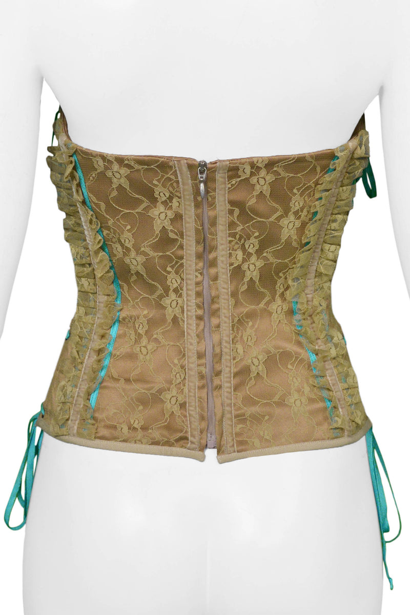 DOLCE & GABBANA LACE CORSET TOP WITH BLUE LACES 2002