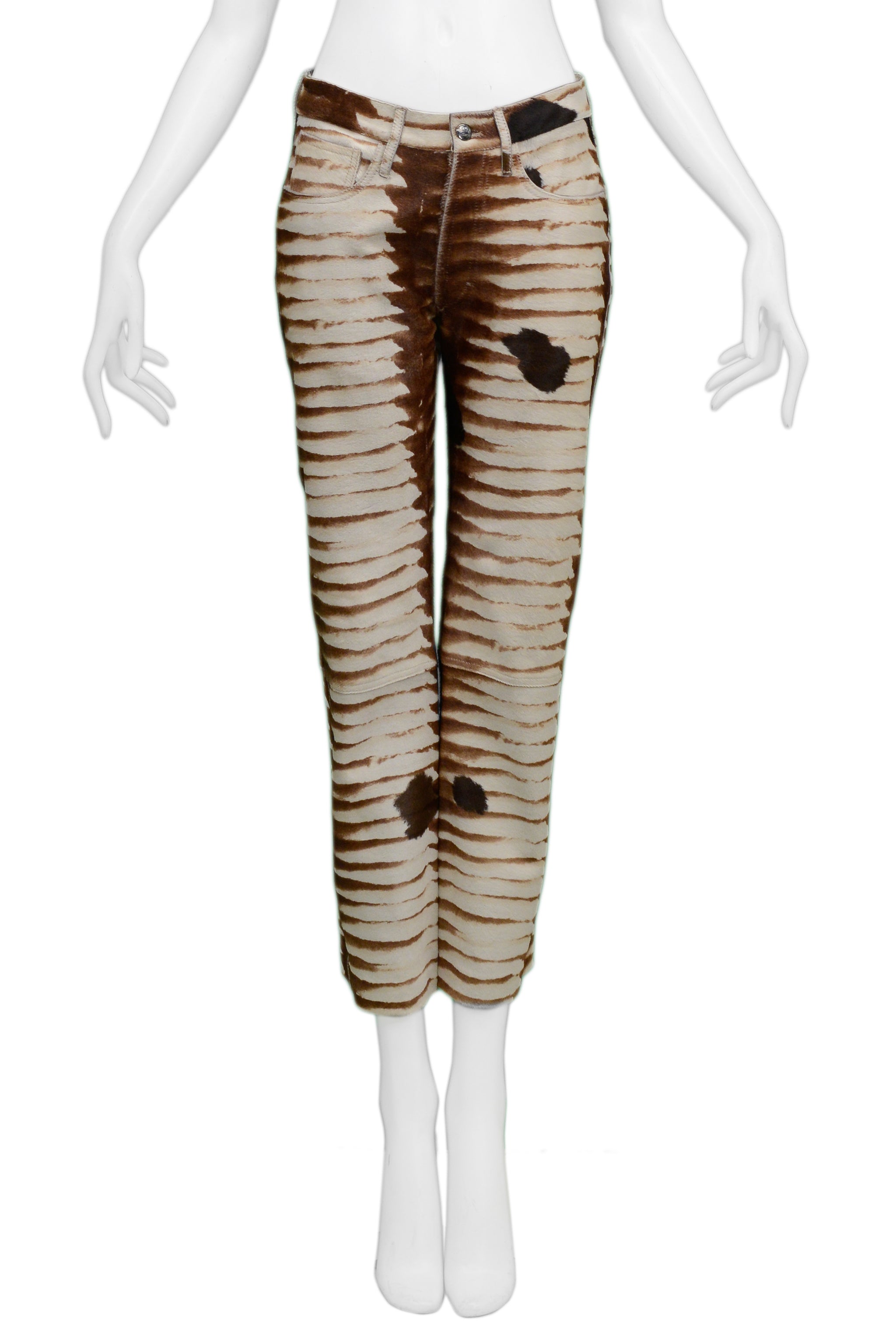 FENDI ANIMAL PRINT PONY SKIN PANTS 1999