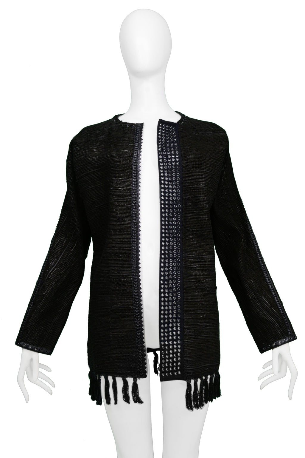 Gianfranco Ferre Leather & Wool Jacket with Tassels