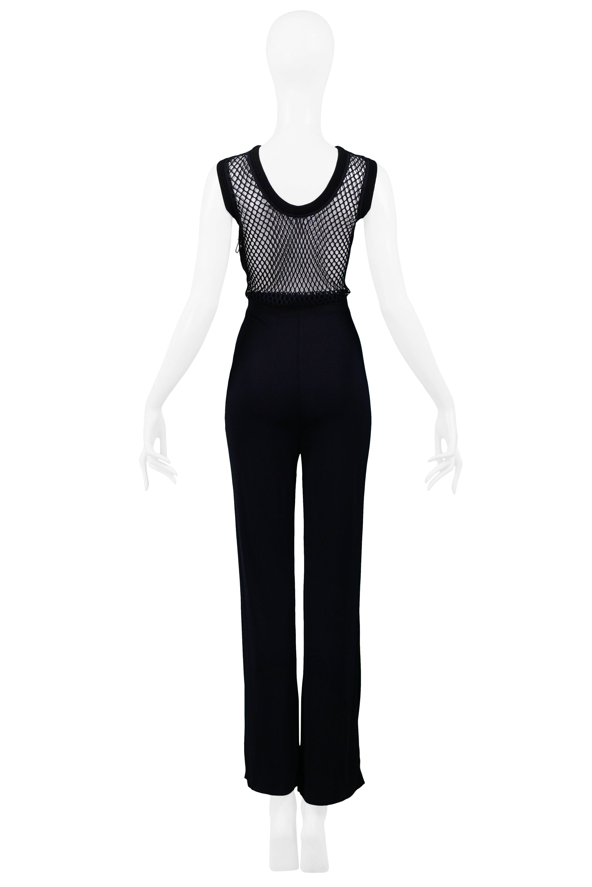 GIANFRANCO FERRE BLACK MESH ILLUSION JUMPSUIT