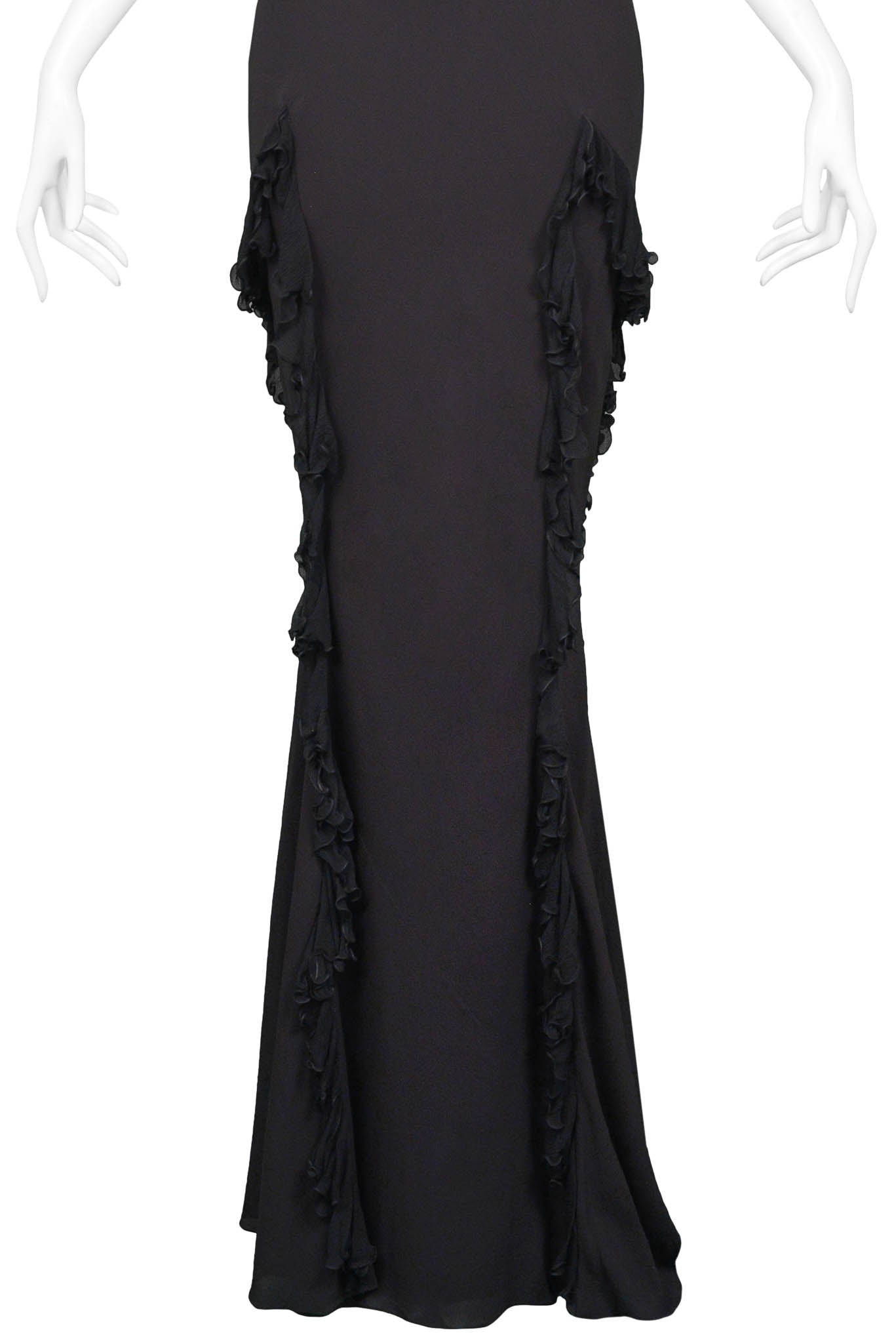 JOHN GALLIANO BLACK RUFFLE GOWN