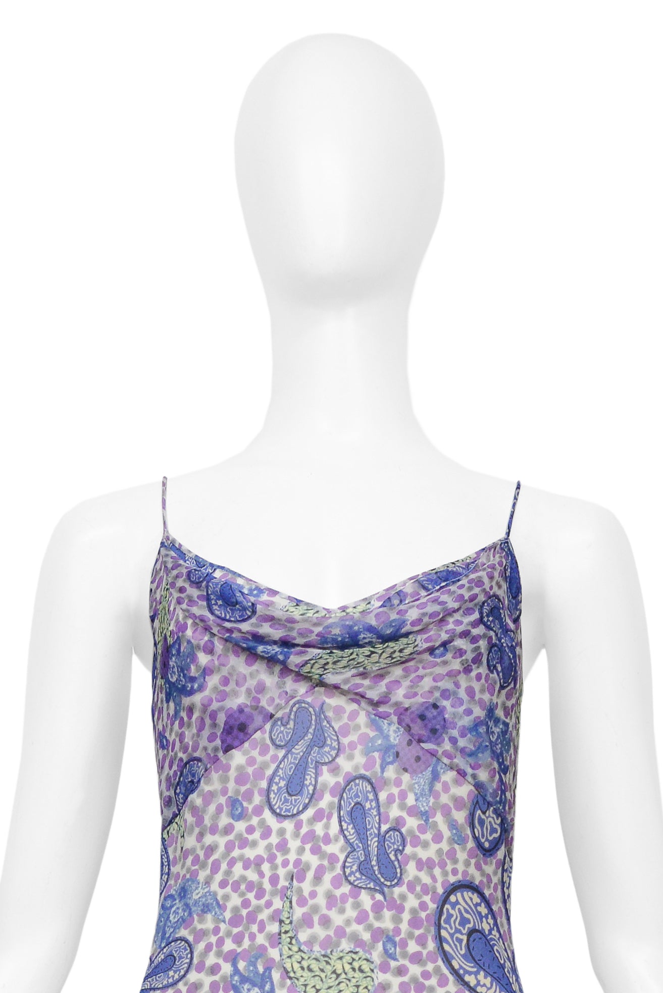 JOHN GALLIANO PURPLE & BLUE PATTERNED DRESS