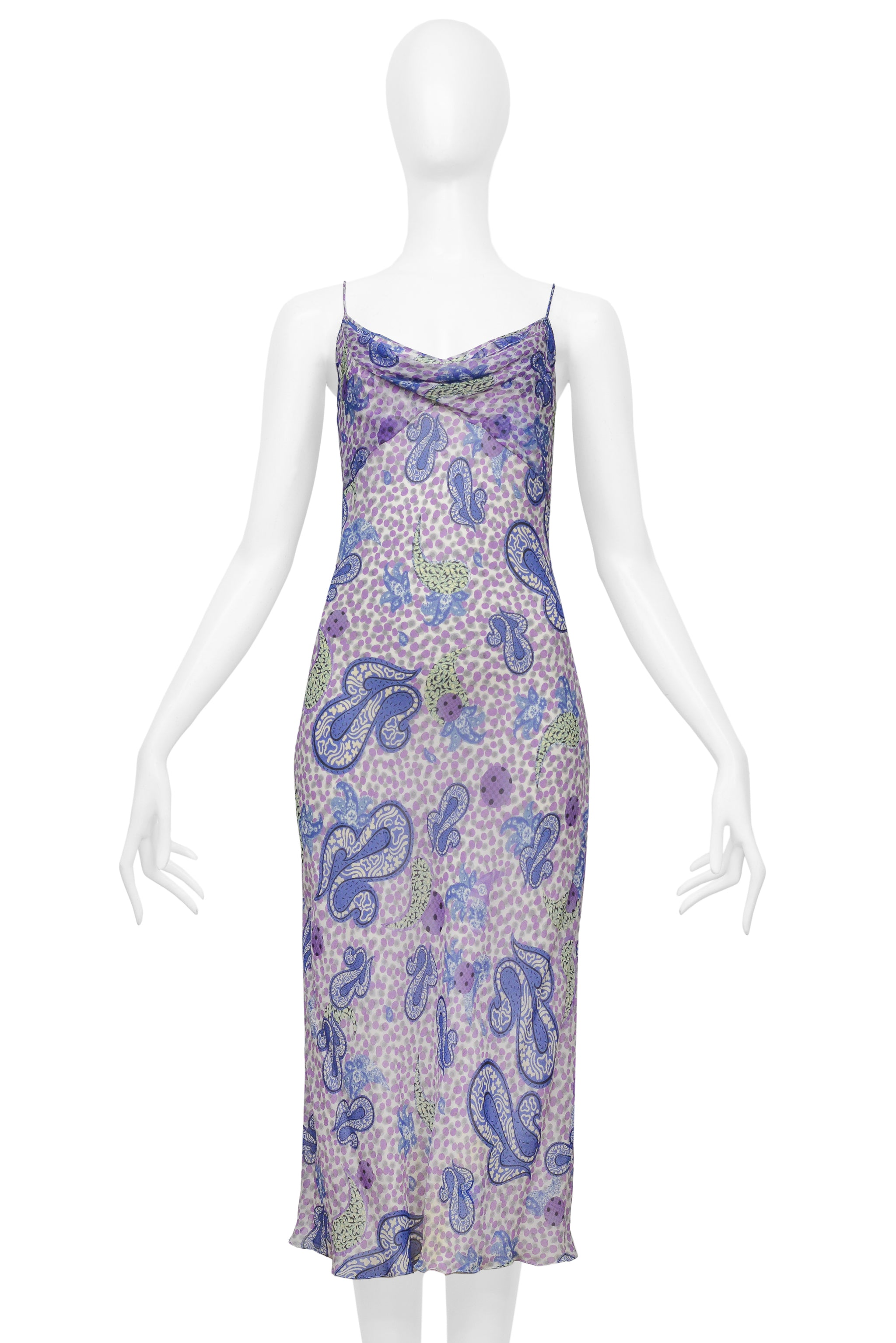 JOHN GALLIANO PURPLE & BLUE PATTERNED DRESS