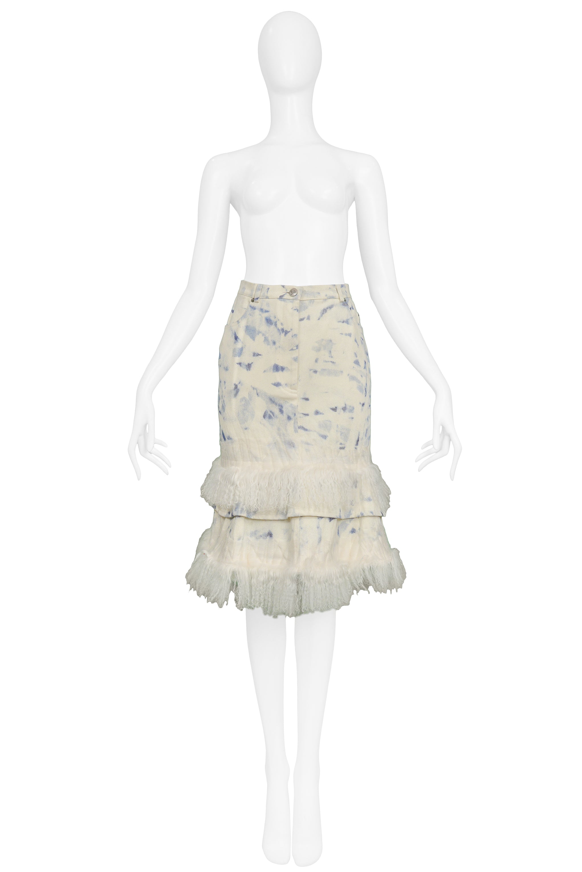 JOHN GALLIANO ACID WASH DENIM SKIRT 2002