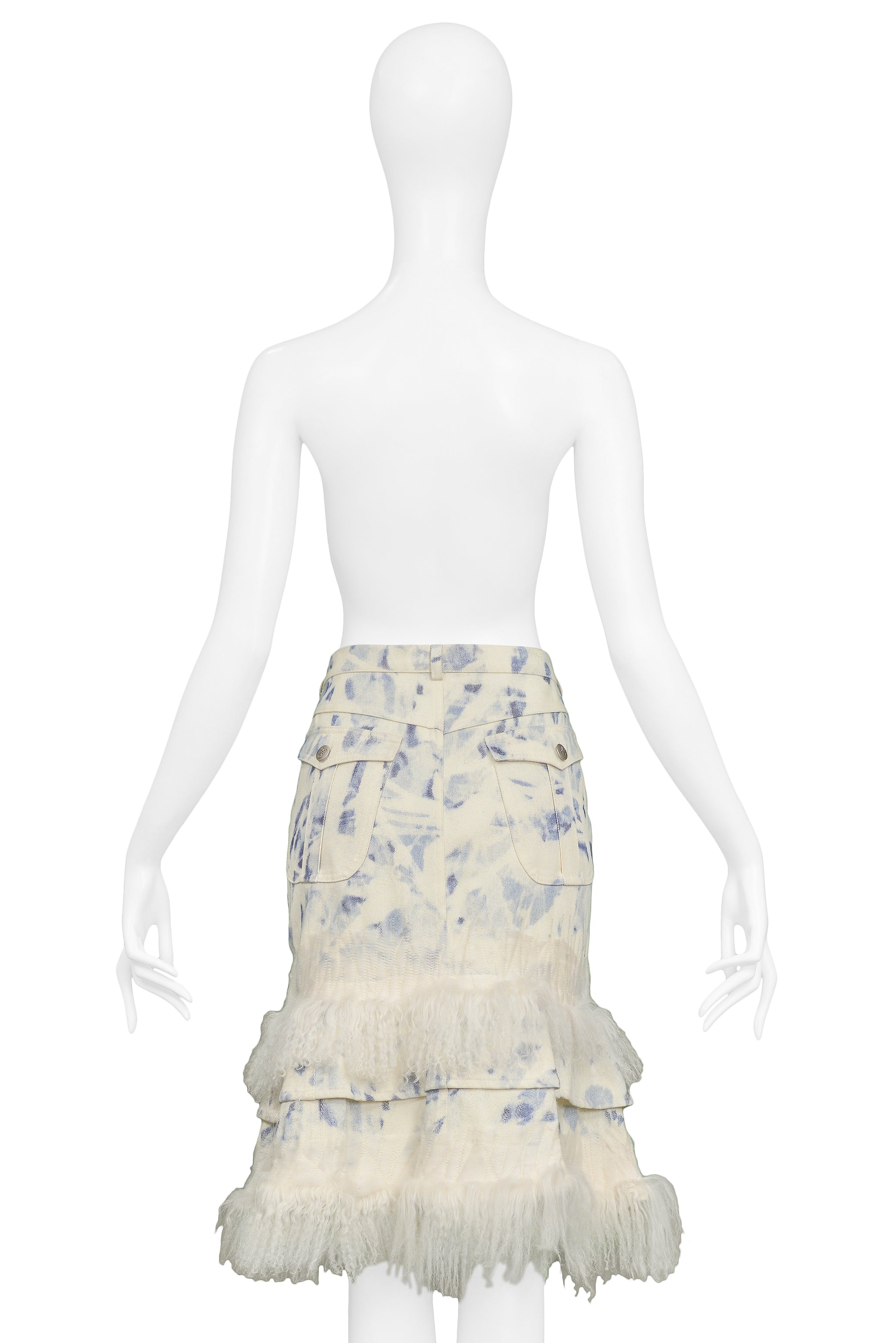 JOHN GALLIANO ACID WASH DENIM SKIRT 2002