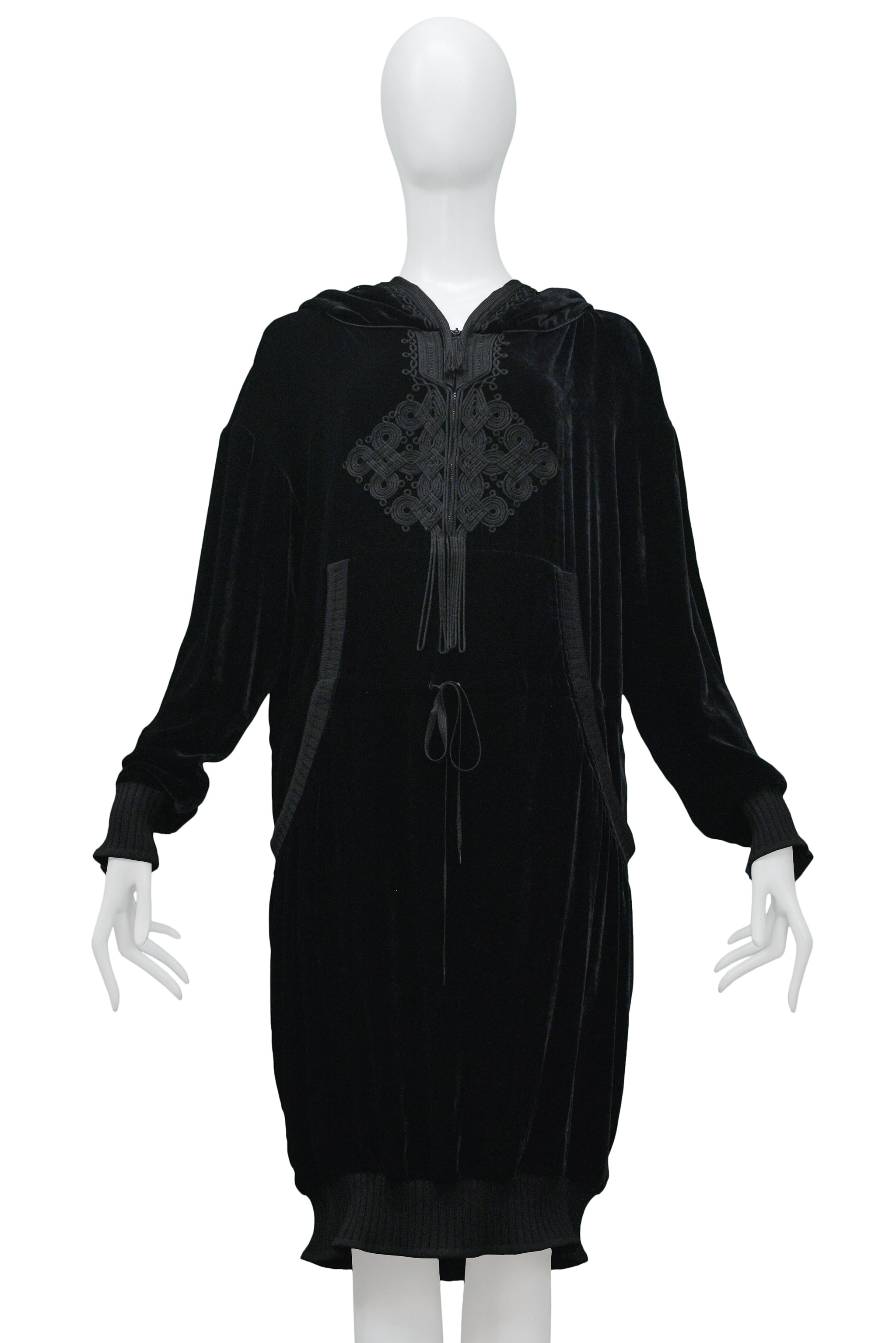 GAULTIER BLACK VELVET HOODIE TUNIC DRESS 2010