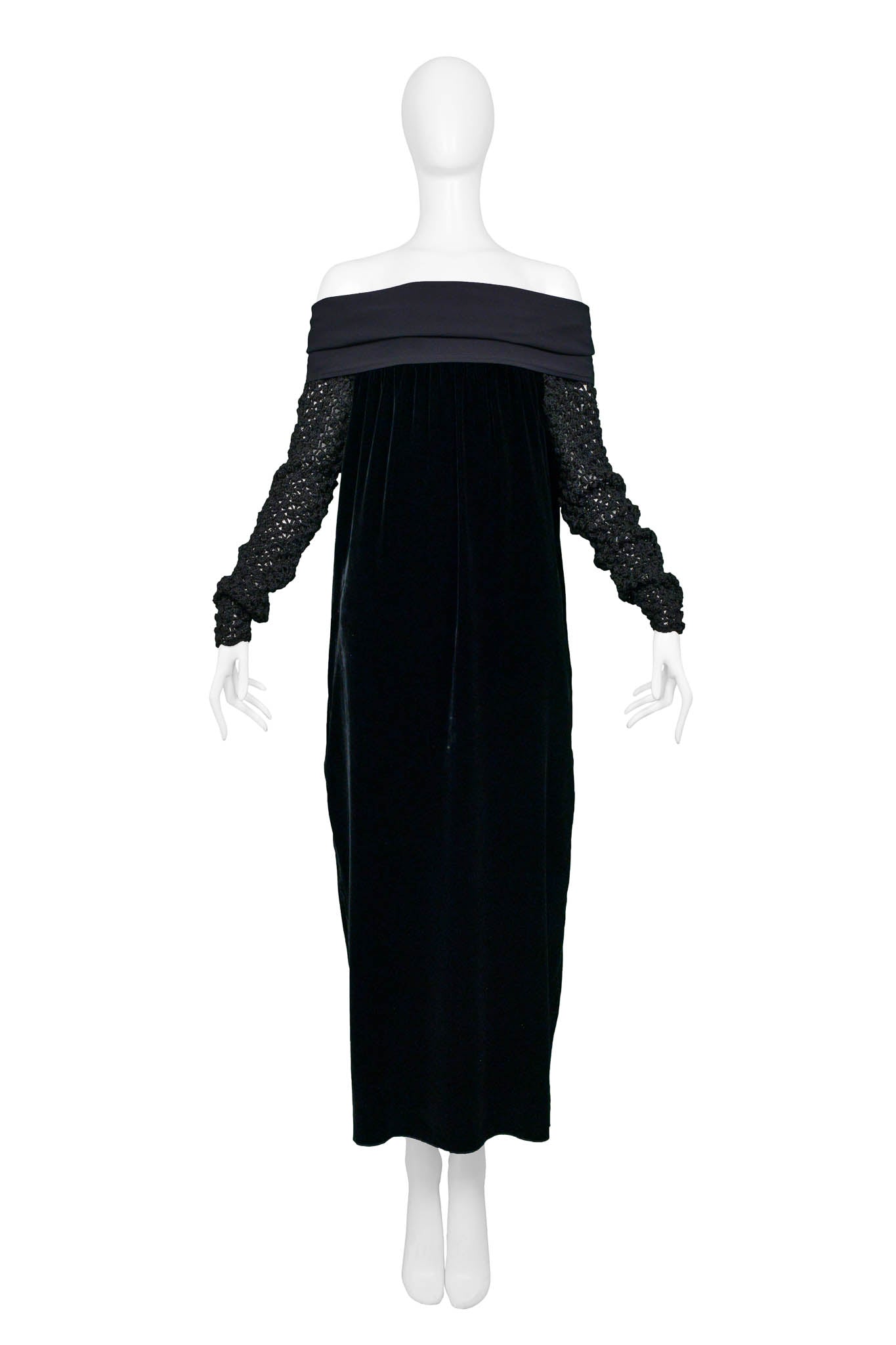 JEAN PAUL GAULTIER BLACK VELVET & KNIT COLD SHOULDER DRESS