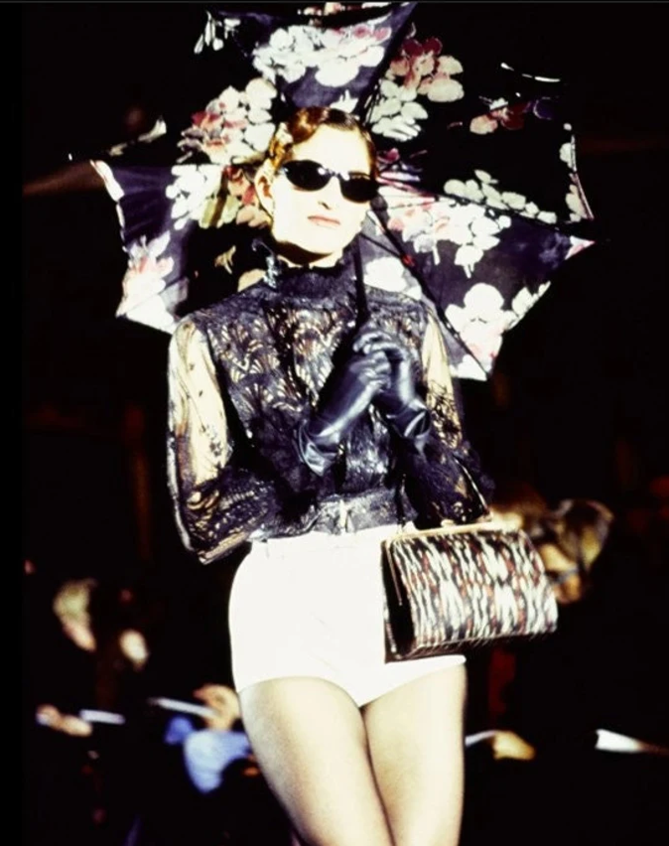 JEAN PAUL GAULTIER SS 1995 BROWN LACE BLOUSE W PUFF SLEEVES