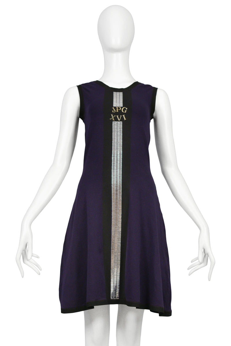 GAULTIER BLUE MINI DRESS WITH SILVER DETAILING