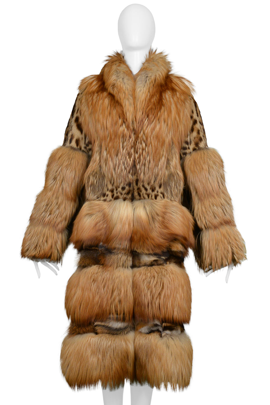 F/W 1997 Tom Ford by Gucci Runway Baby Blue Fox Fur Chubby Museum Coat