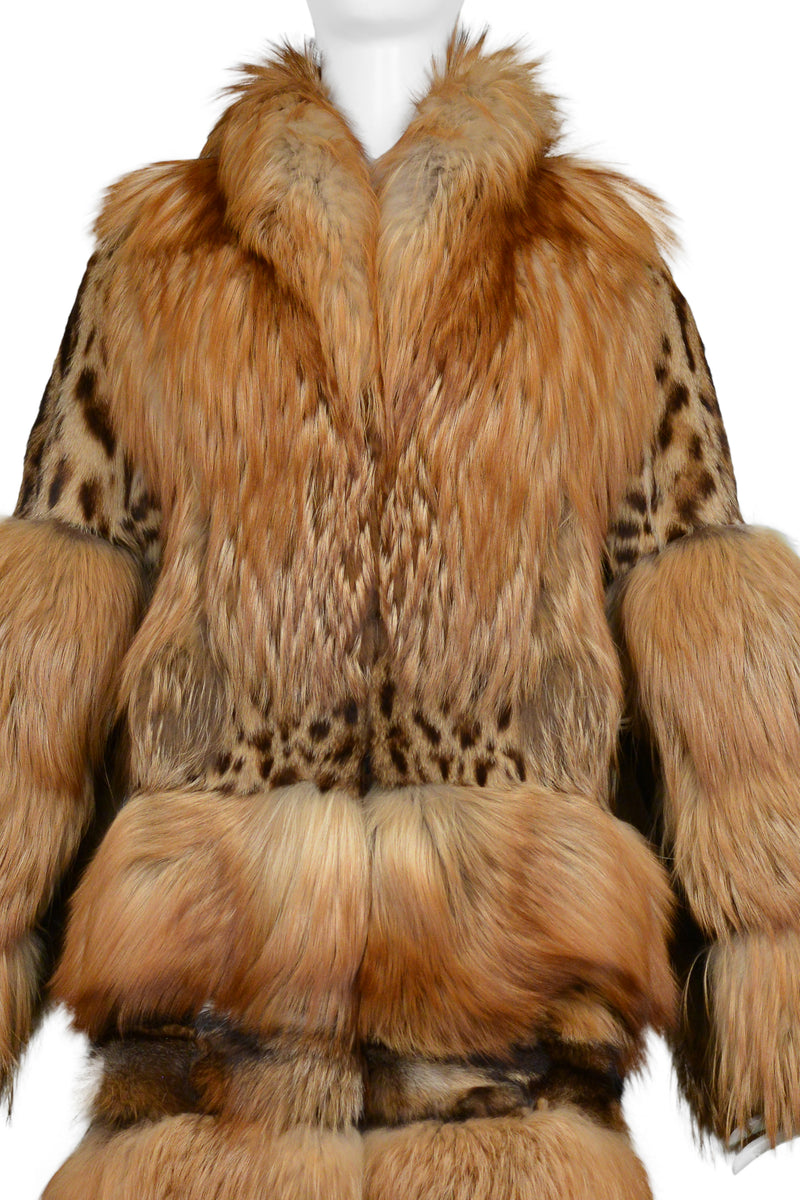 GUCCI BY TOM FORD FOX FUR & LEOPARD PRINTED CONVERTIBLE COAT 1999