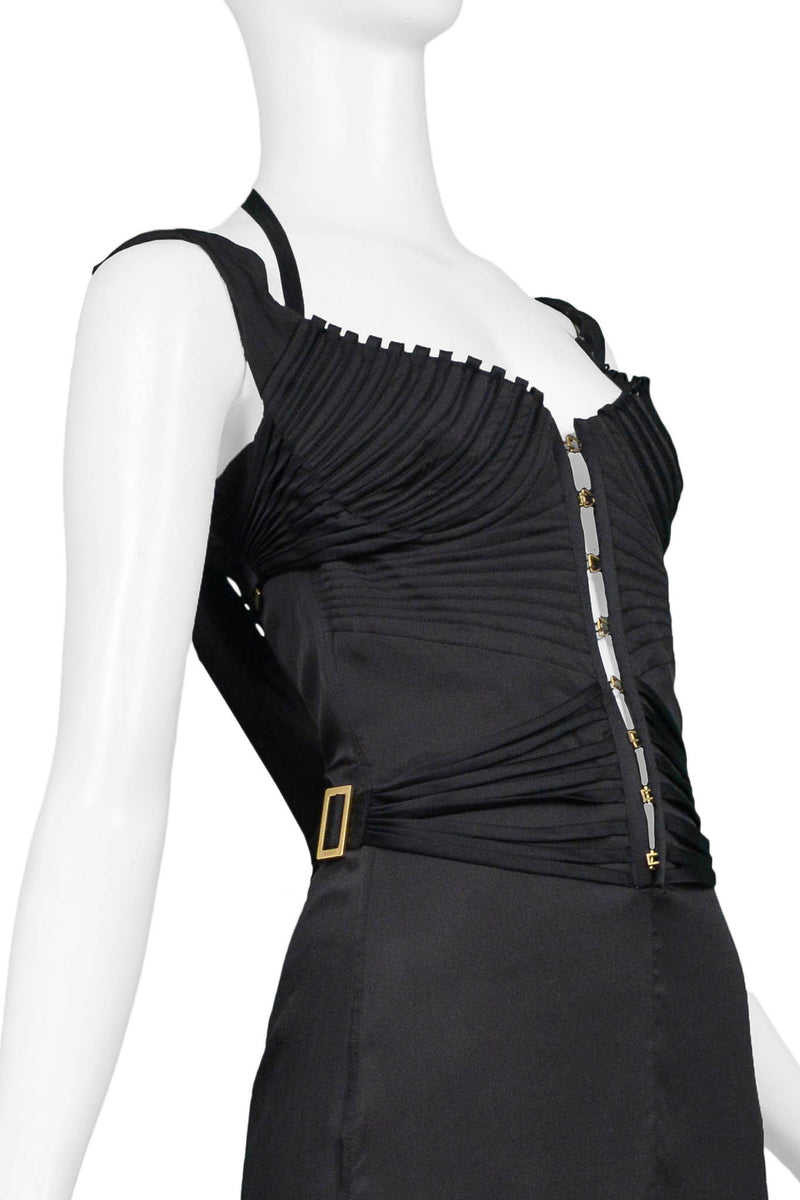 GUCCI BY TOM FORD BLACK SATIN CORSET BUSTIER TOP 2001