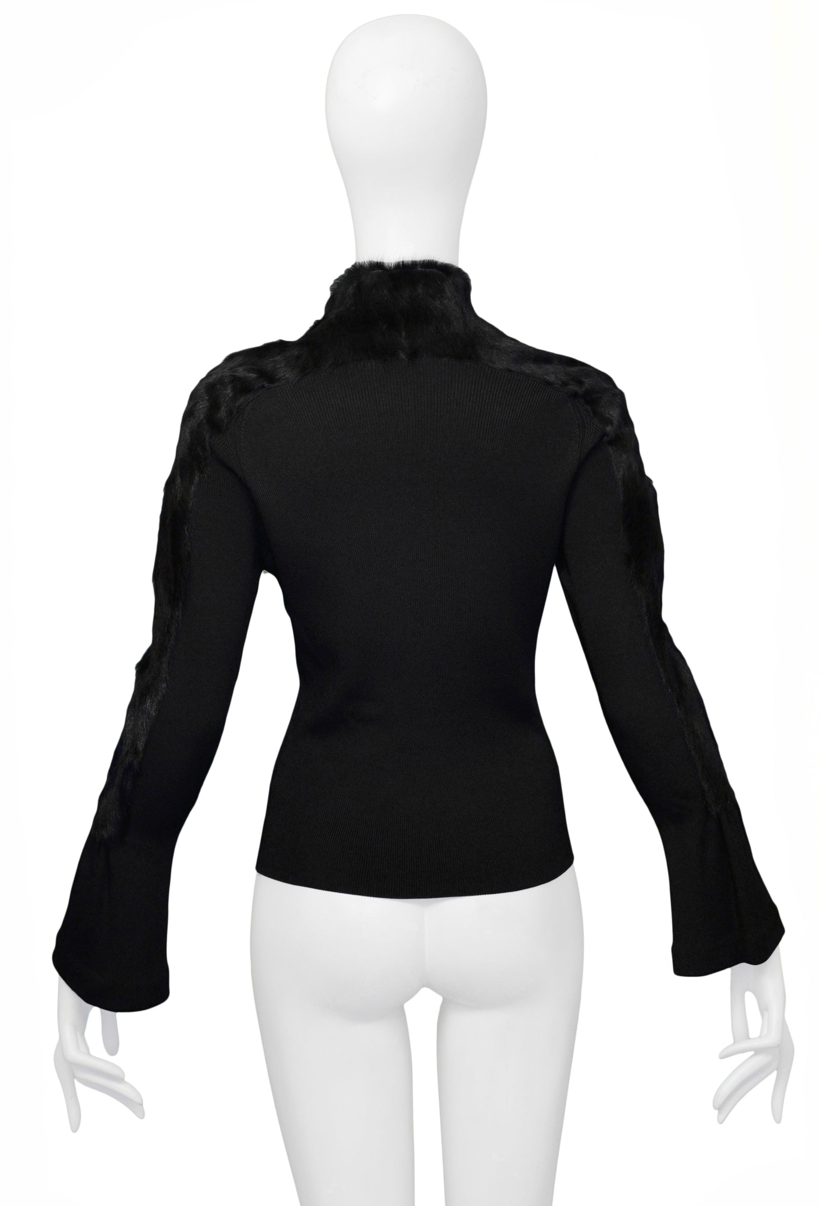 トップス GUCCI by TOM FORD silk knit cardigan GUCCITFBLACKFURKNITCARDIGANBAC