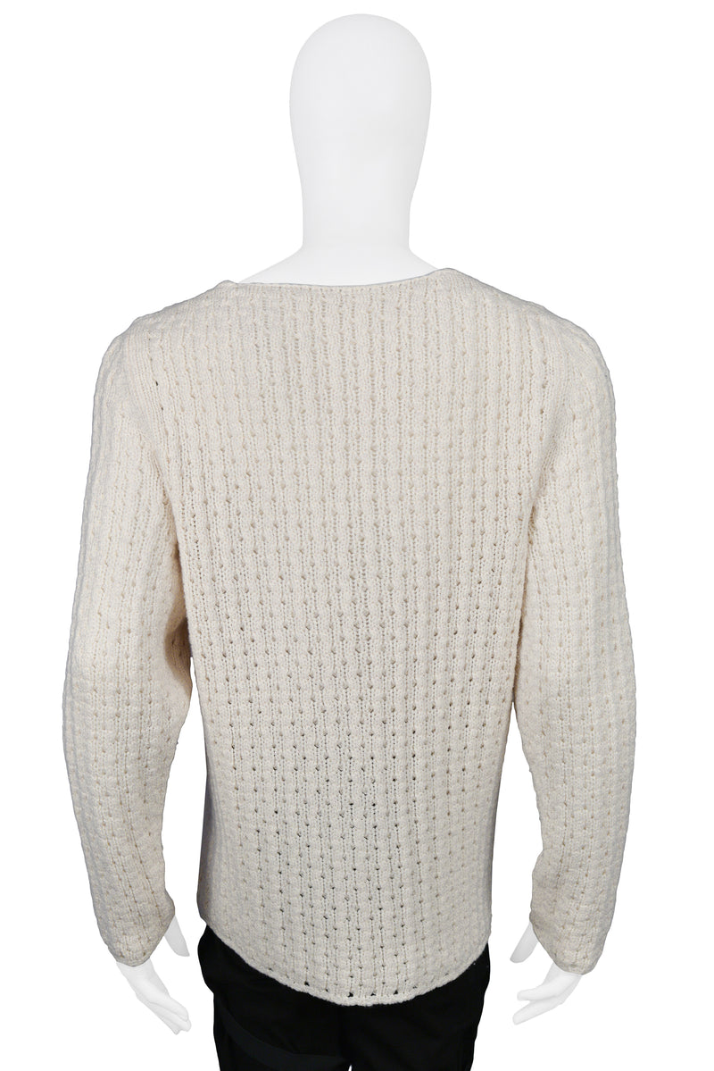 HELMUT LANG OFF WHITE KNIT SWEATER