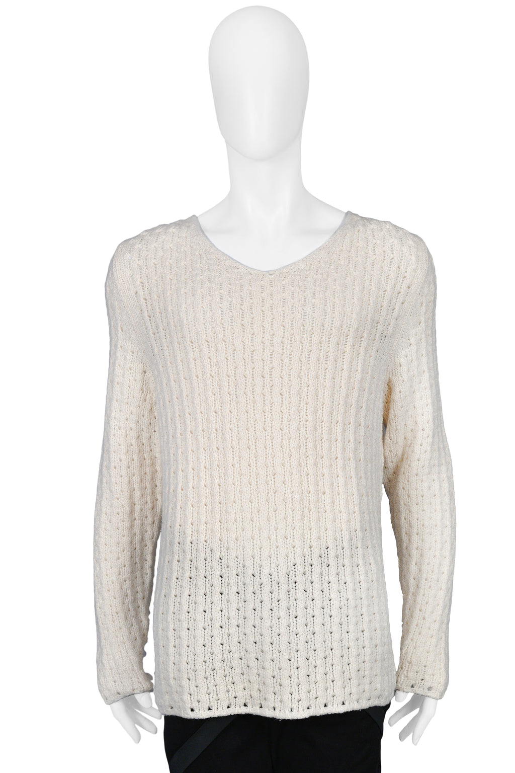 HELMUT LANG OFF WHITE KNIT SWEATER