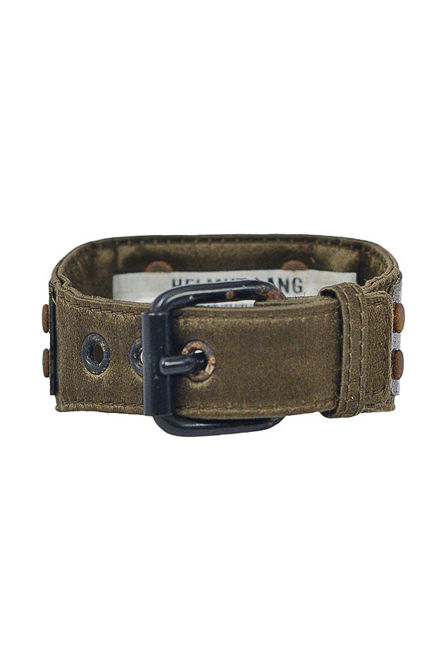 HELMUT LANG OLIVE SATIN & METAL BRACELET 2003-04