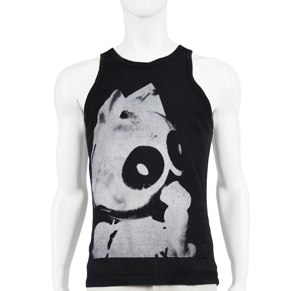 HELMUT LANG BLACK WHITE PRINTED FELIX TANK TOP 2003