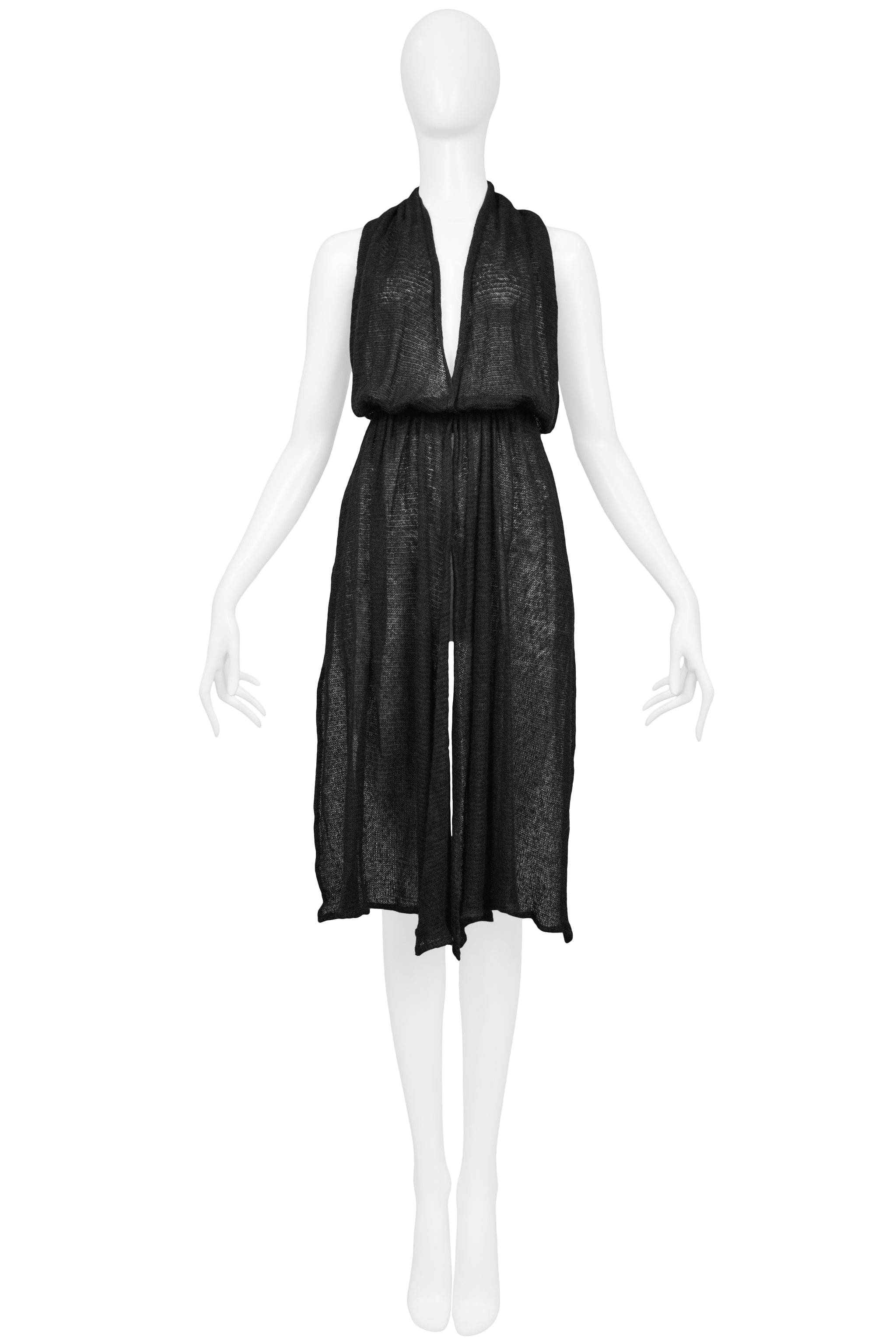 HELMUT LANG CHARCOAL BLACK KNIT HALTER TOP