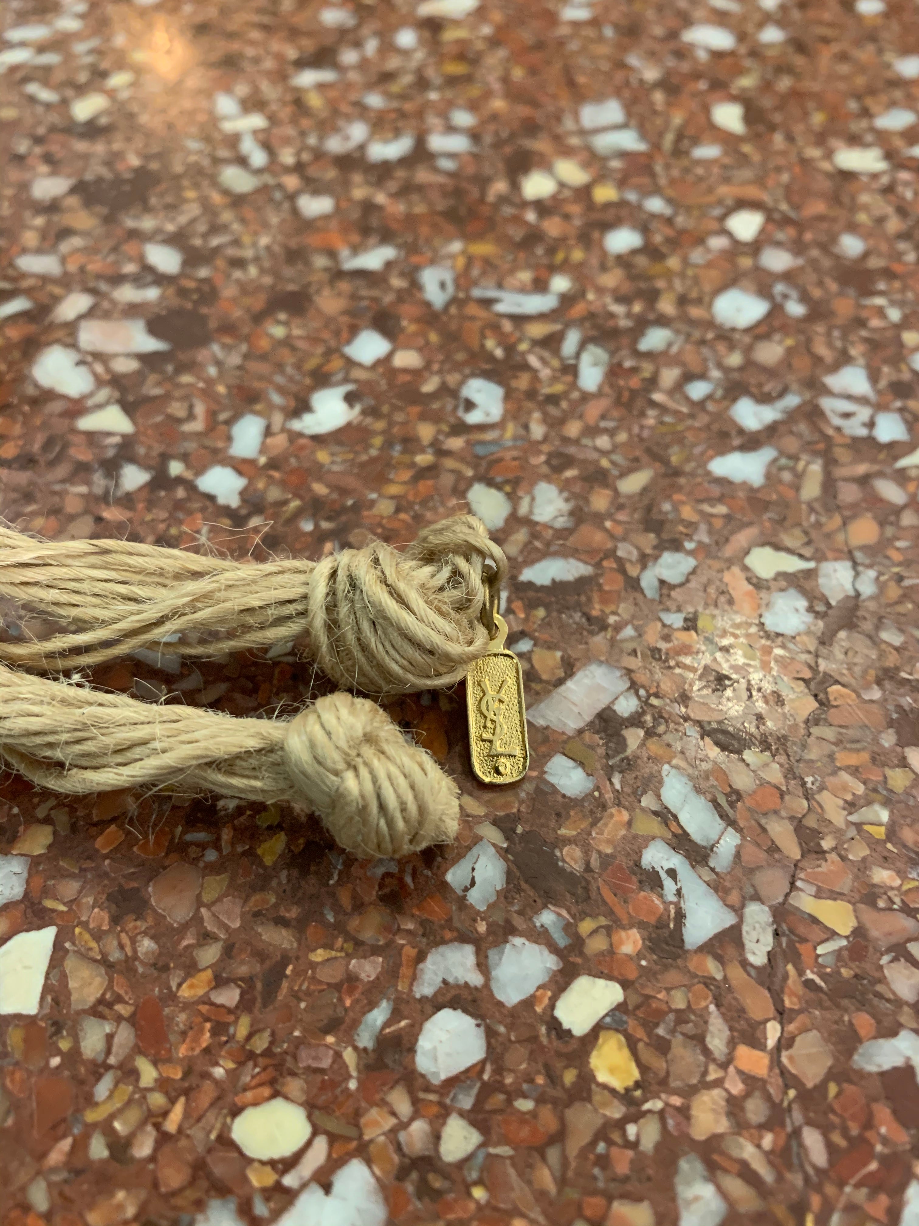 YVES SAINT LAURENT YSL WOOD BEAD &amp; CORD NECKLACE