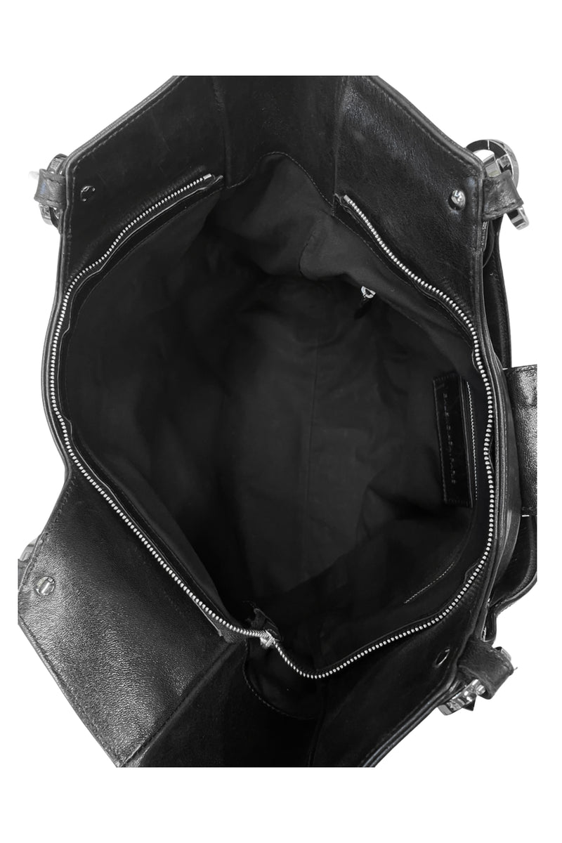 Balenciaga Black Leather Bucket Bag with Silver Hardware For Sale at 1stDibs