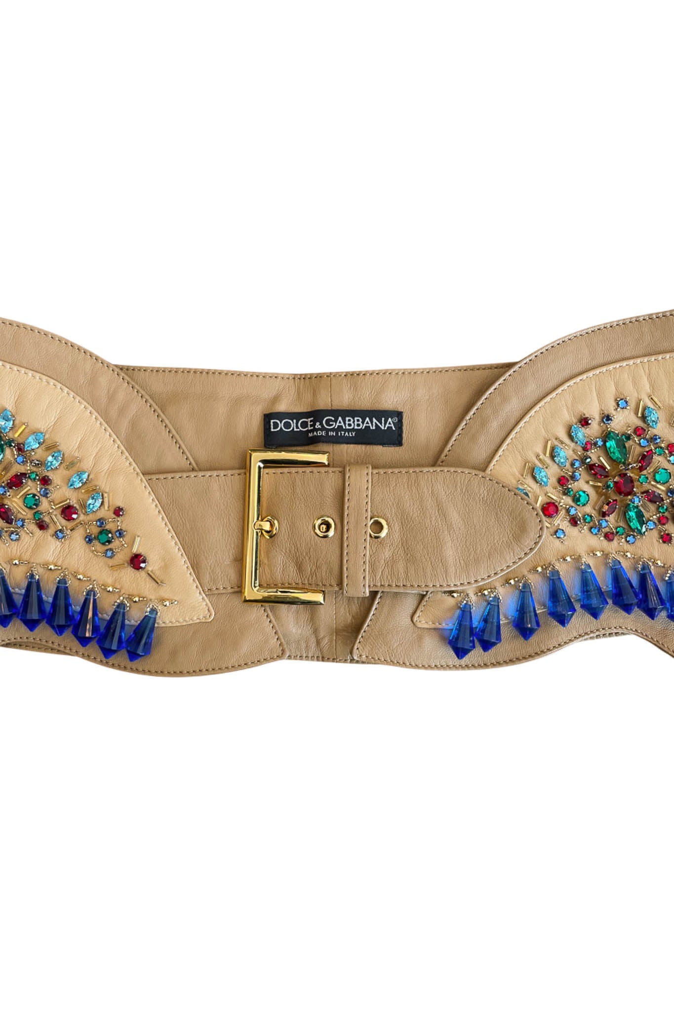 DOLCE & GABBANA CRYSTAL LEATHER BELT