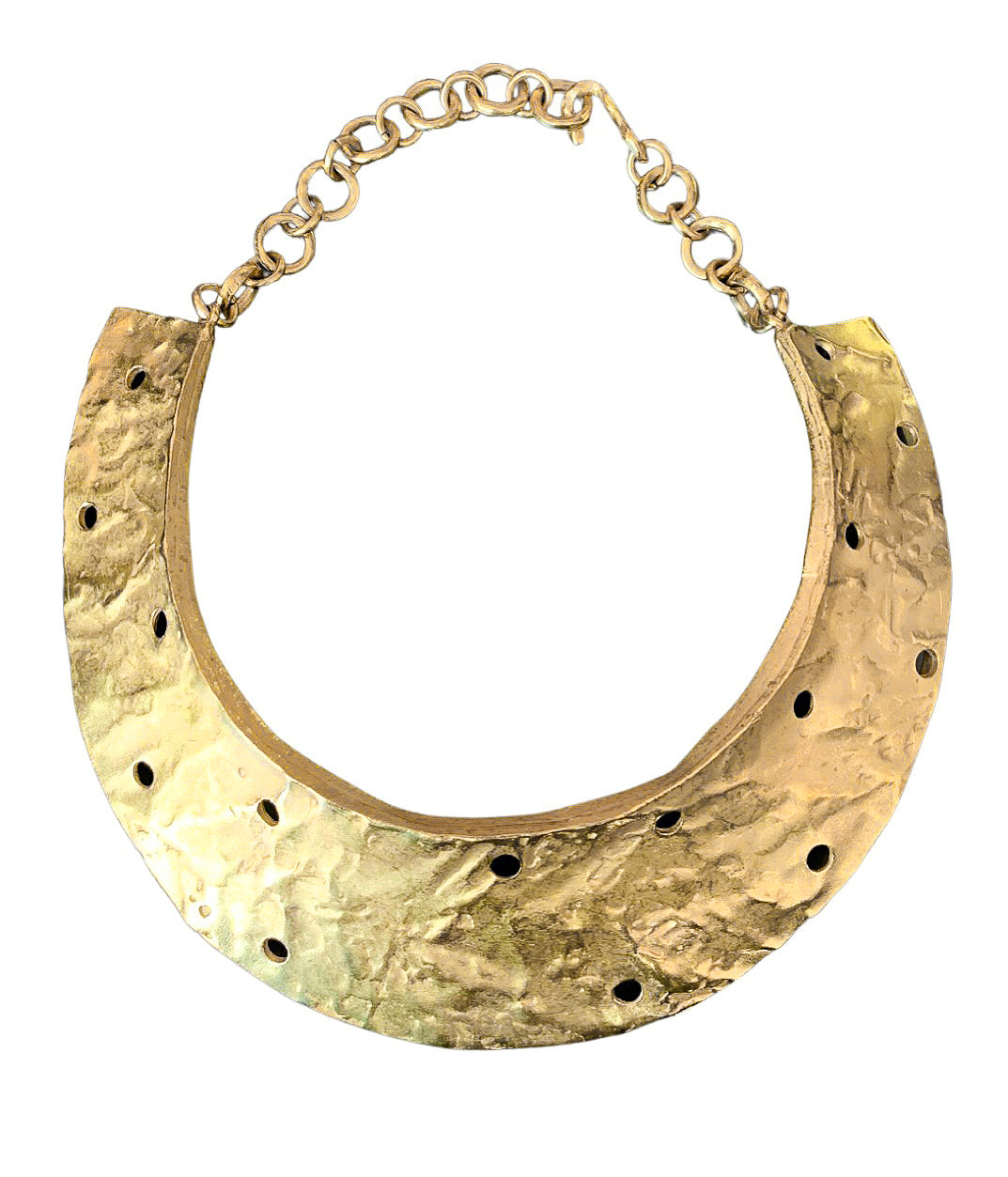 BICHE DE BERE GOLD HAMMERED HOLE PUNCHED COLLAR NECKLACE