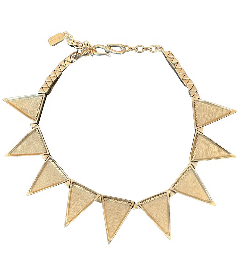 YVES SAINT LAURENT YSL GOLD SPIKE NECKLACE 1980s