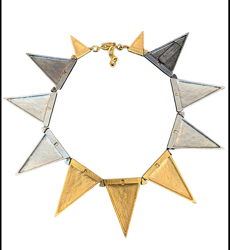 YVES SAINT LAURENT YSL TRI-TONE METAL SPIKE NECKLACE 1980s