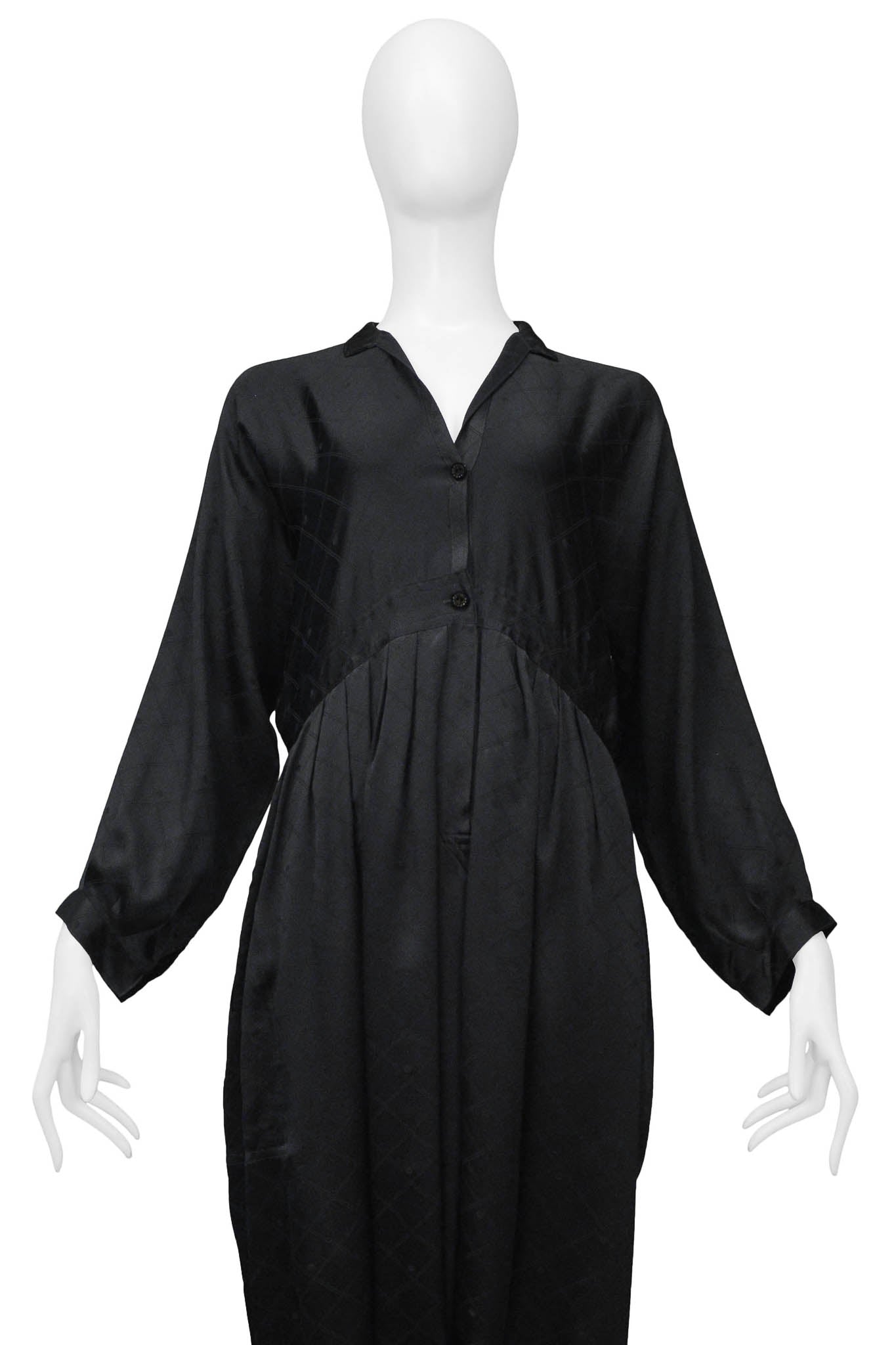 JOAN VASS BLACK SATIN JUMPSUIT WITH DIAMOND PATTERN