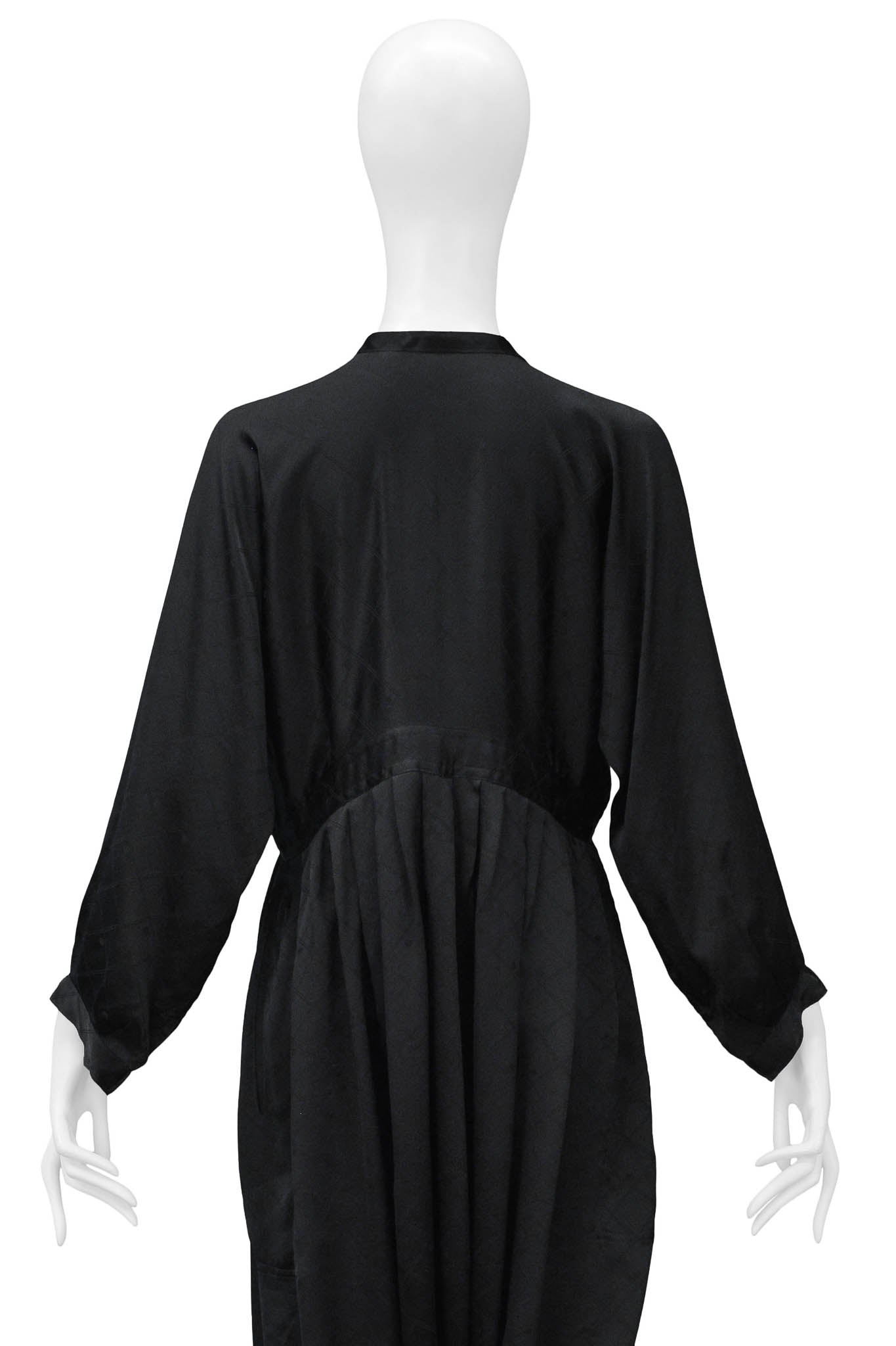 JOAN VASS BLACK SATIN JUMPSUIT WITH DIAMOND PATTERN