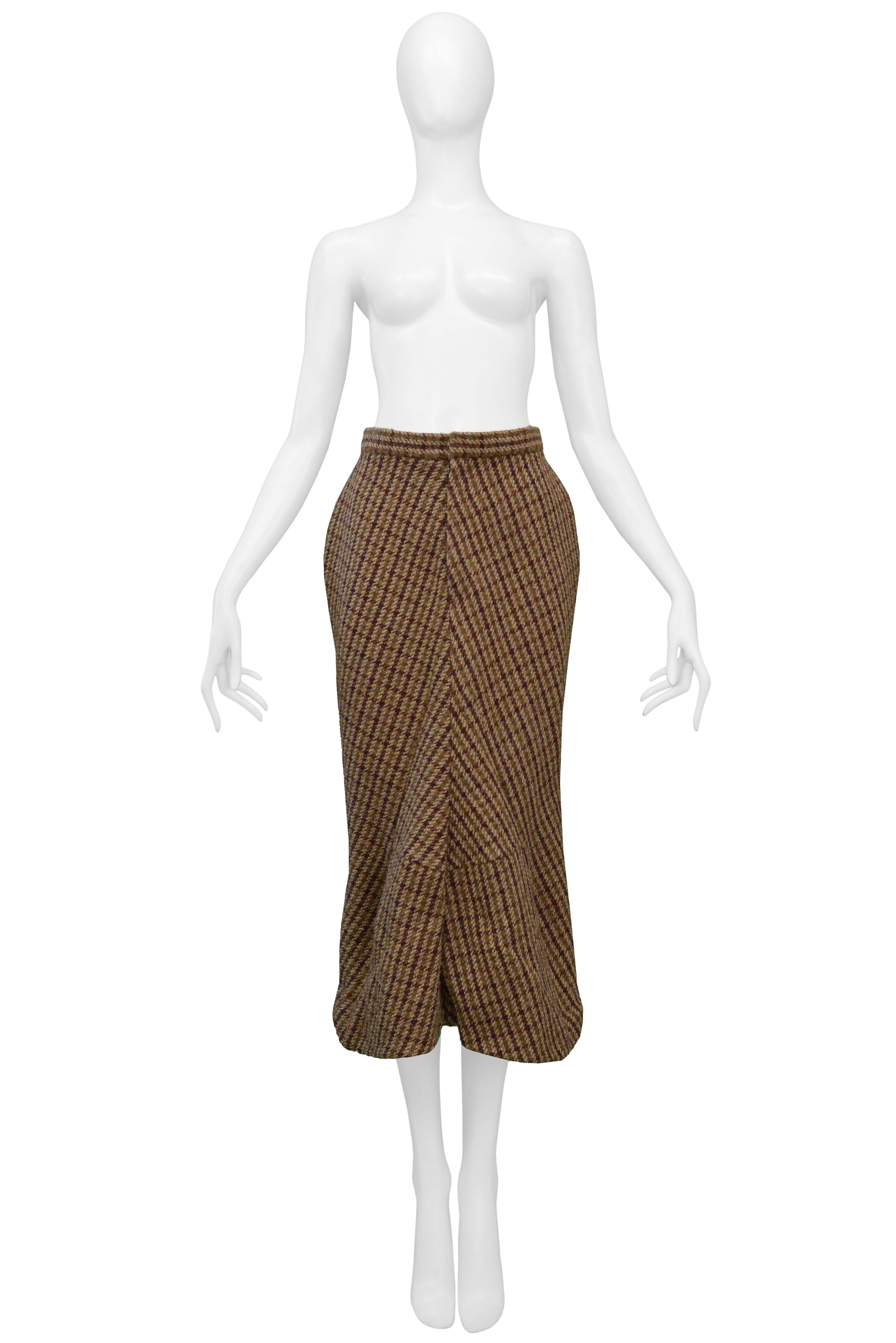 JUNYA WATANABE BROWN WOOL TWEED BUM PACK SKIRT 1999