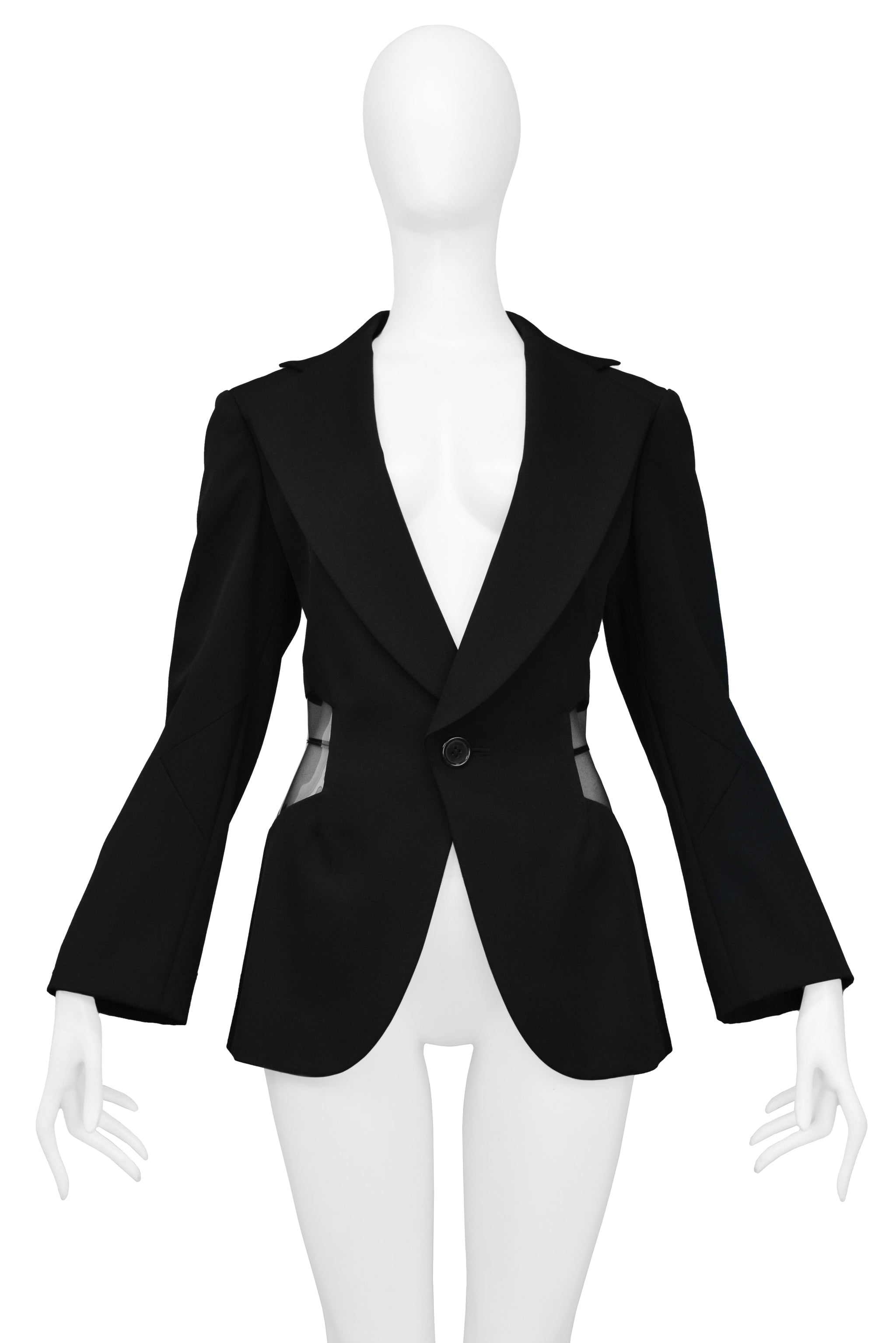 JUNYA WATANABE BLACK BLAZER WITH VINYL INSETS 2005