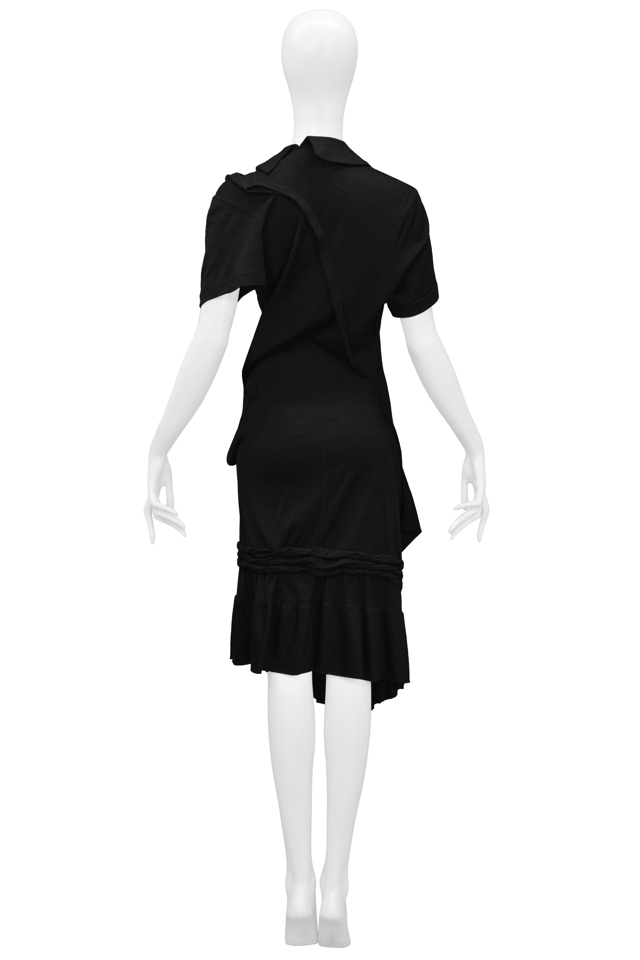 JUNYA WATANABE BLACK TWIST DRESS WITH LACE INSETS 2007