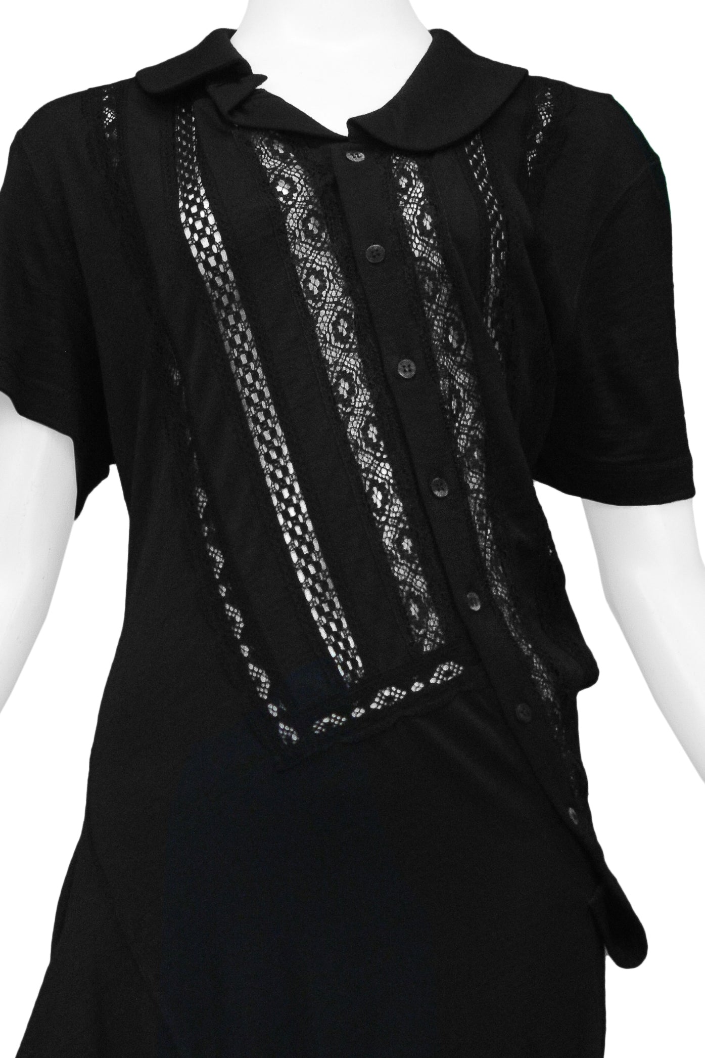 JUNYA WATANABE BLACK TWIST DRESS WITH LACE INSETS 2007