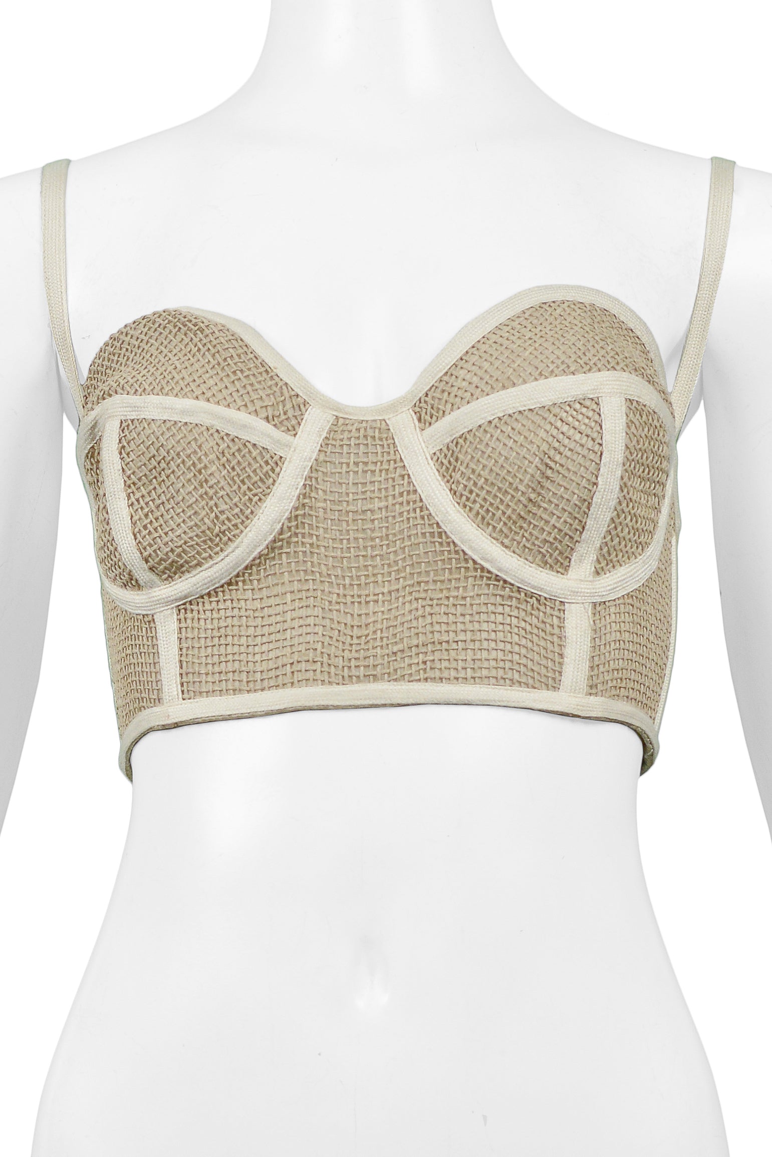 KRIZIA NATURAL LINEN BUSTIER TOP