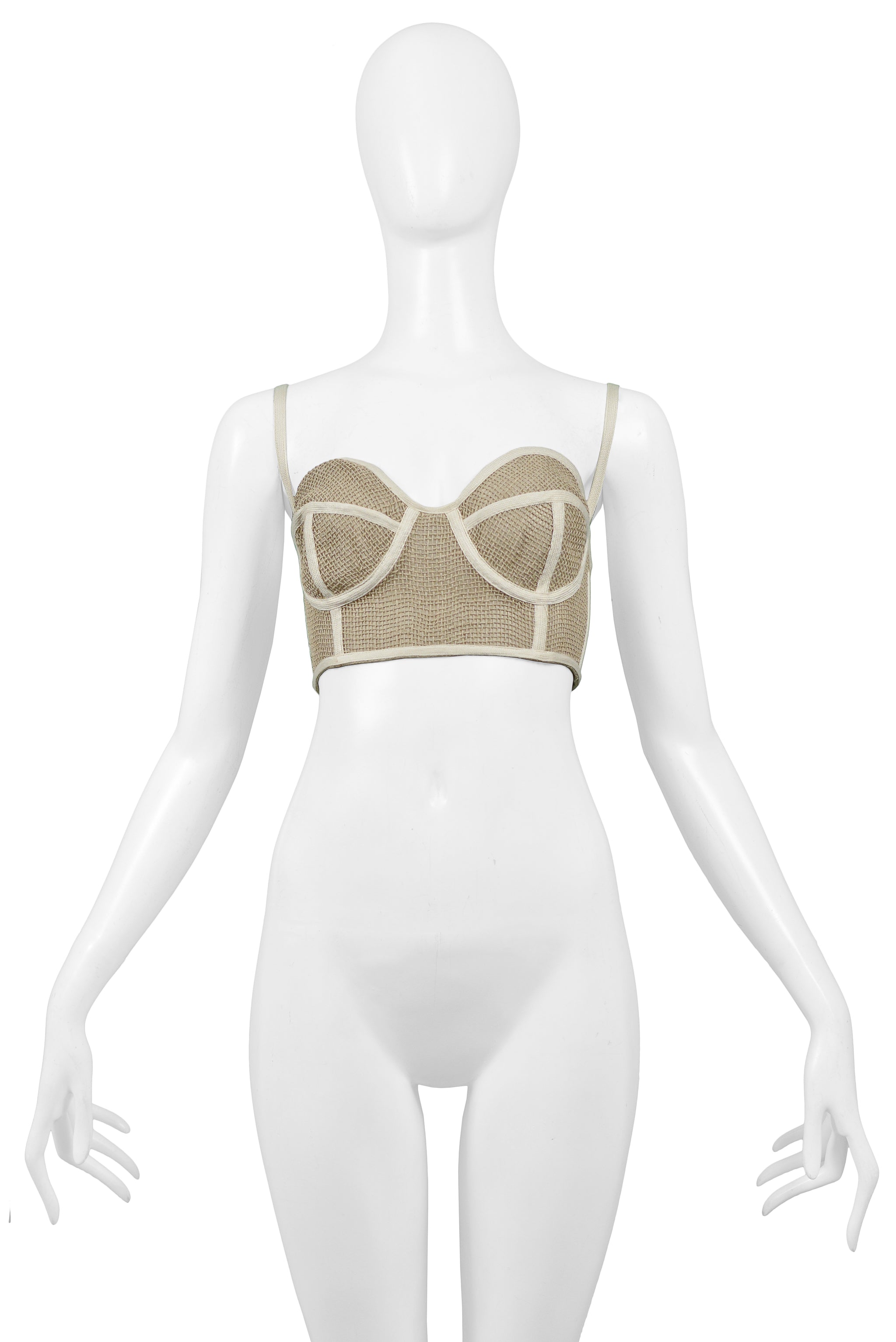 KRIZIA NATURAL LINEN BUSTIER TOP