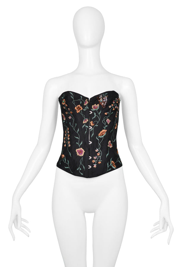 GUCCI BY TOM FORD BLACK SATIN CORSET BUSTIER TOP 2001