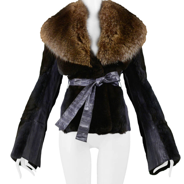 Dolce & Gabbana Dolce Brown Mink Fur Jacket with Fur Collar 2004