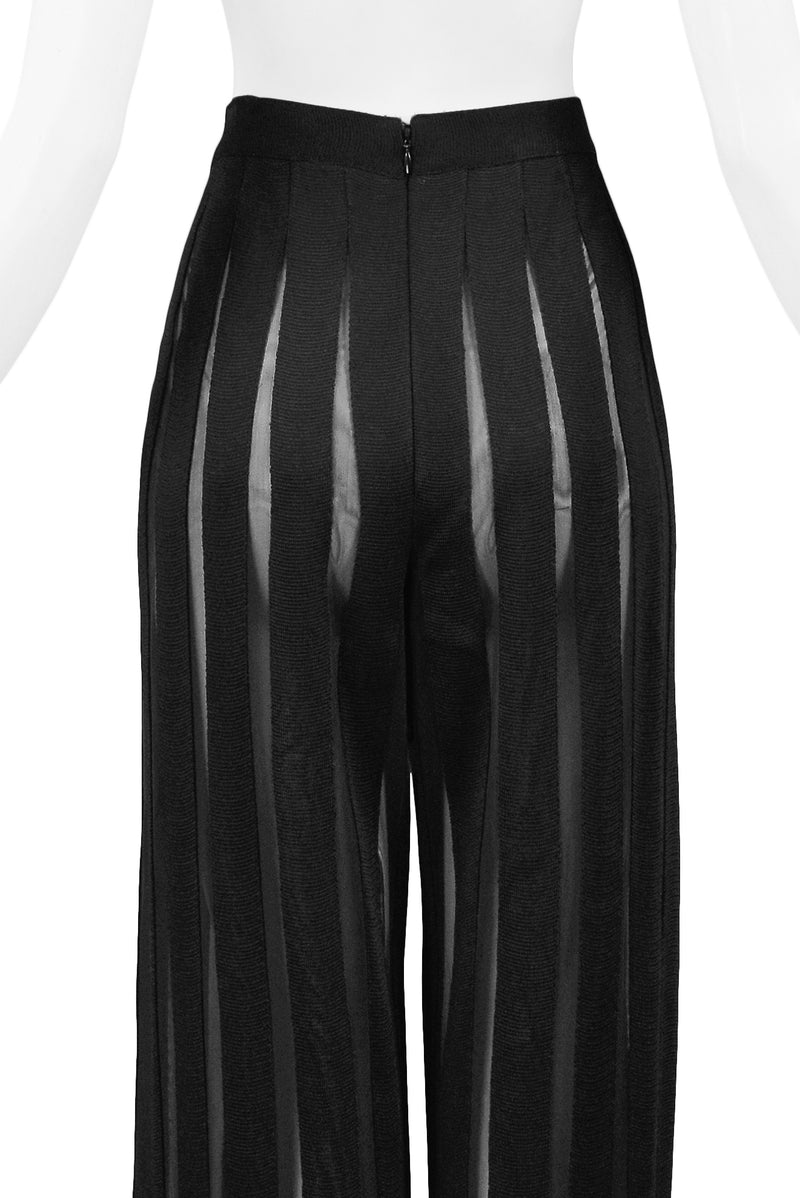 GIANFRANCO FERRE BLACK KNIT PANTS WITH SHEER PANELS