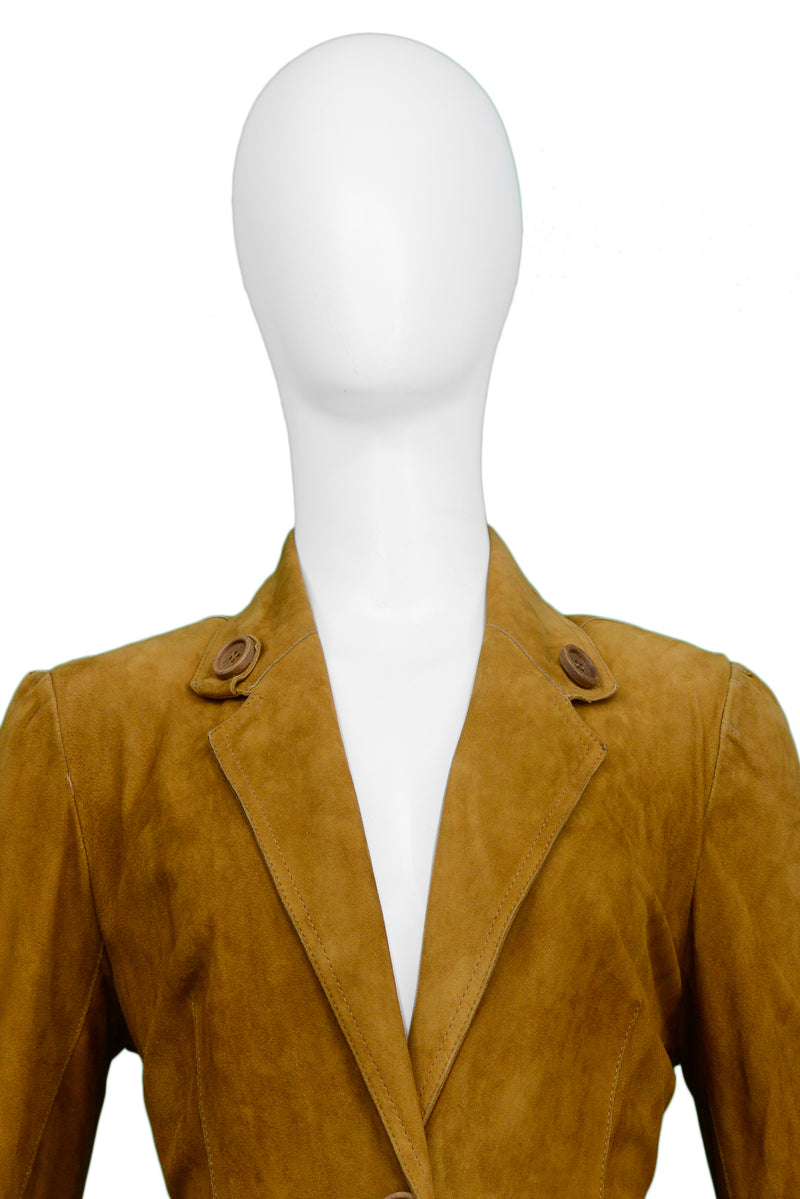 CHRISTIAN DIOR BY JOHN GALLIANO BROWN SUEDE BLAZER JACKET WITH BUTTONS